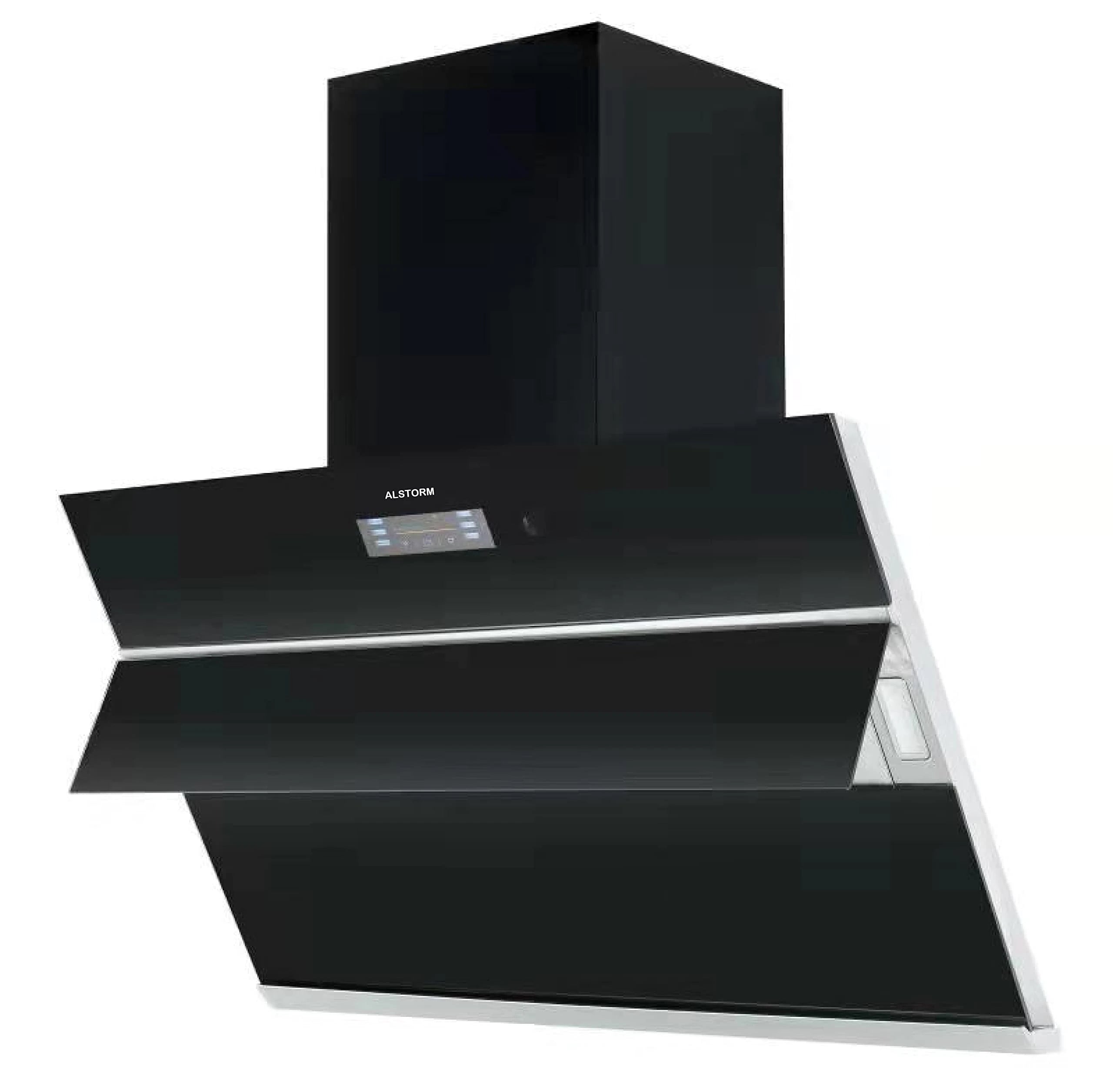 Alstorm Sonet 90cm Kitchen Chimney (Black, Hydraulic) - 2200m/hr, Filterless, Voice Control, Auto-Clean, Motion Sensor, Dual Motor.