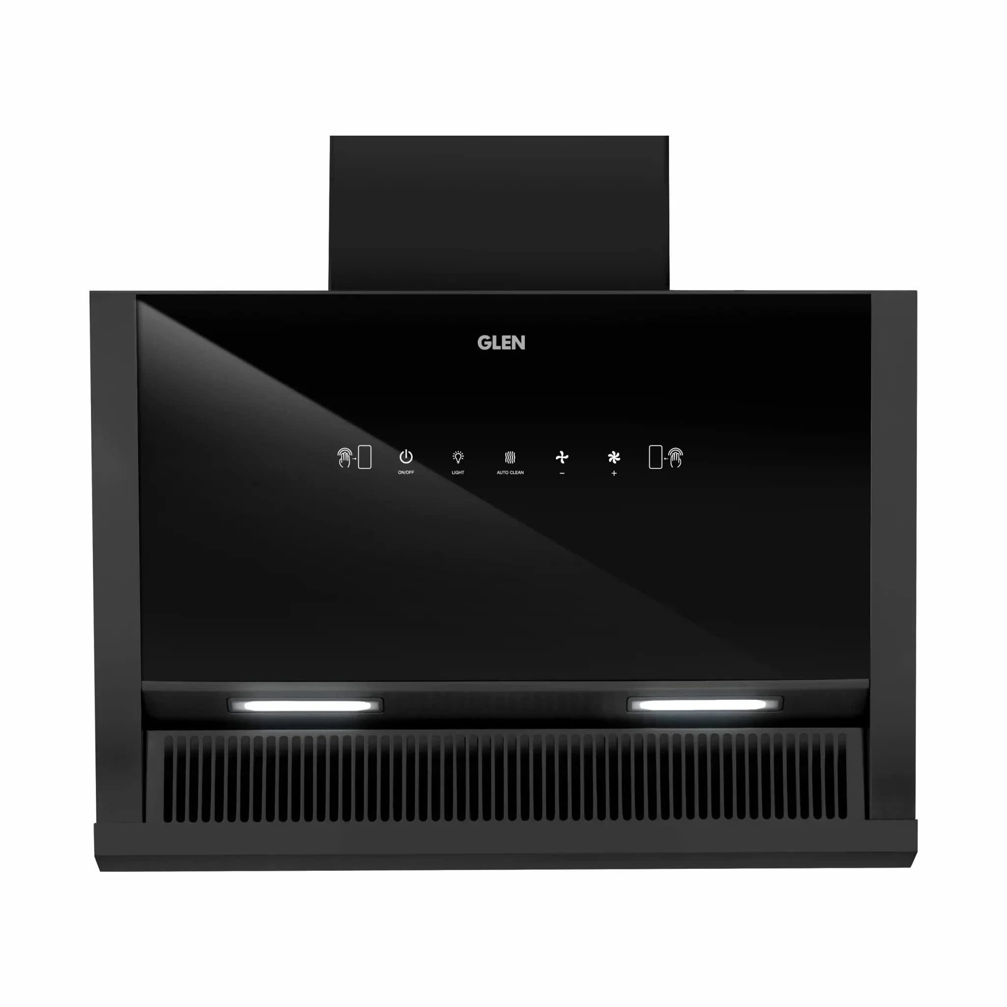 Glen Auto Clean Glass Filterless Chimney With 7 Year Warranty On Motor, With Motion Sensor 60cm 1200 m3/h -Black (6072SXAC60)