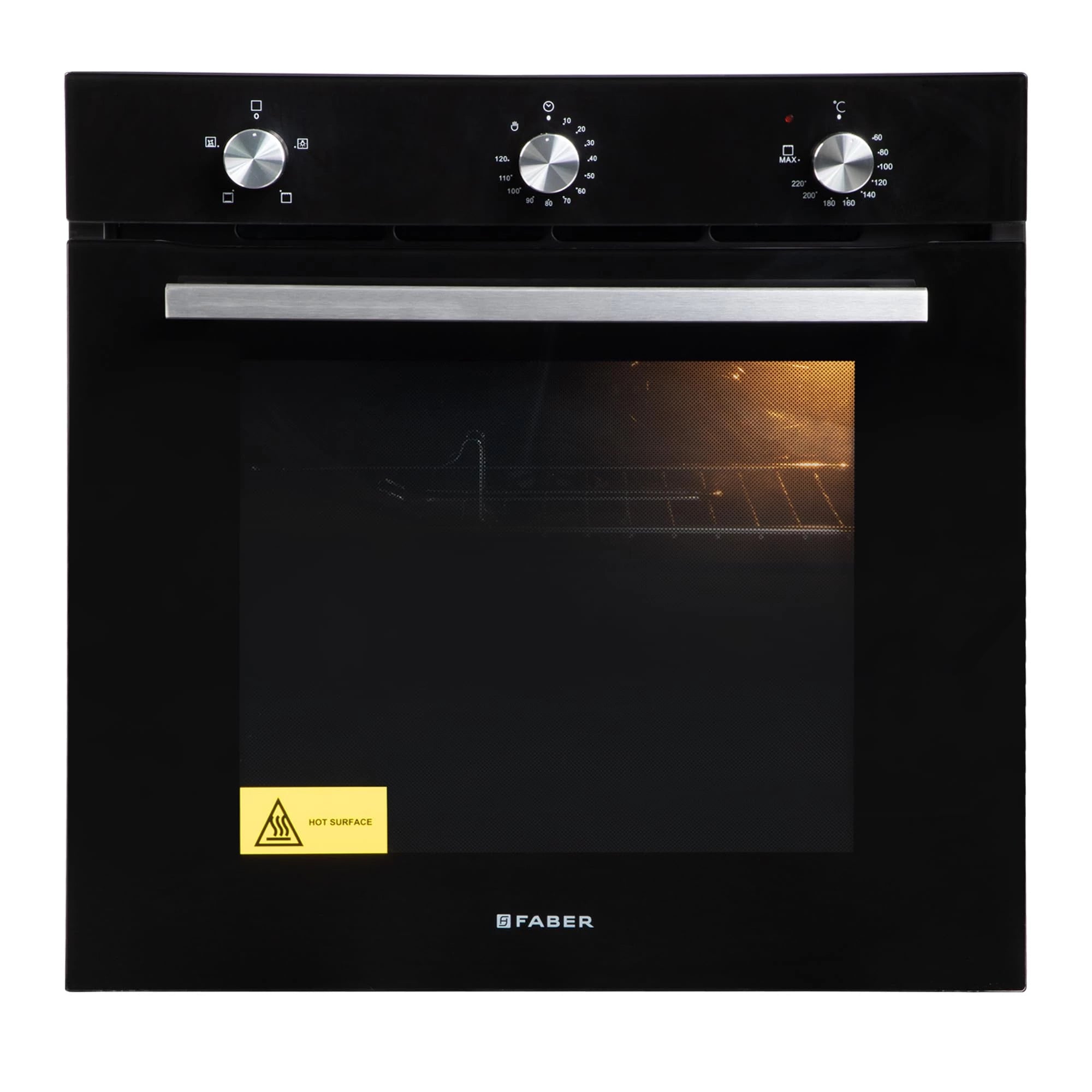 Faber 80L Built-In Black Finish Oven || Push/Pull Knob Control with Digital Display || 4 Cooking Functions with Grill Rack, Universal Pan|| FBIO 80L 4F BK with 1 Yr Comprehensive Warranty