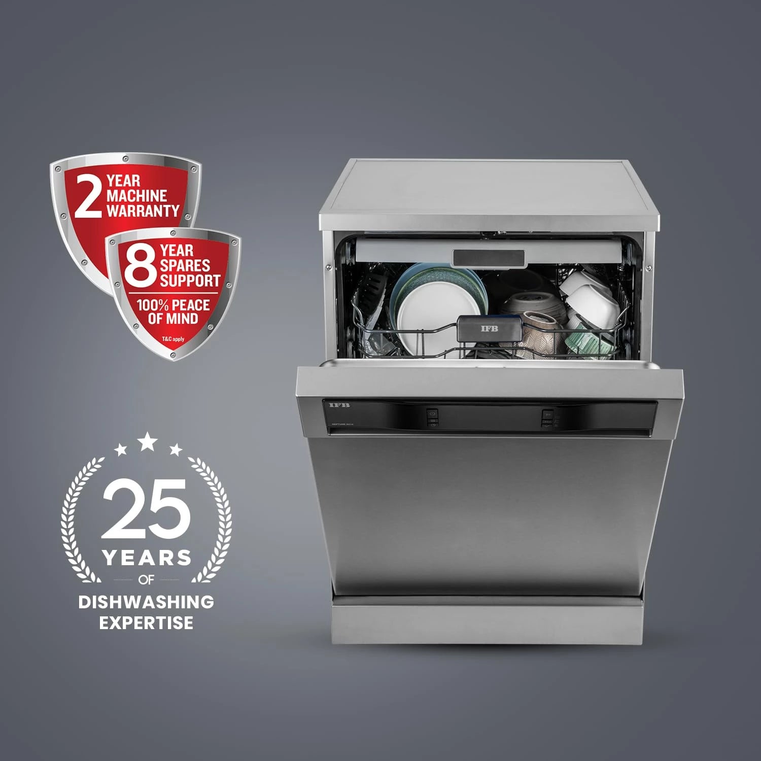 IFB 16 Place Settings with DeepClean® Technology Powered by AI Freestanding Dishwasher (Neptune SX16, Pearl Grey, Auto Door Open for Effective Drying, Interior LED Lighting)