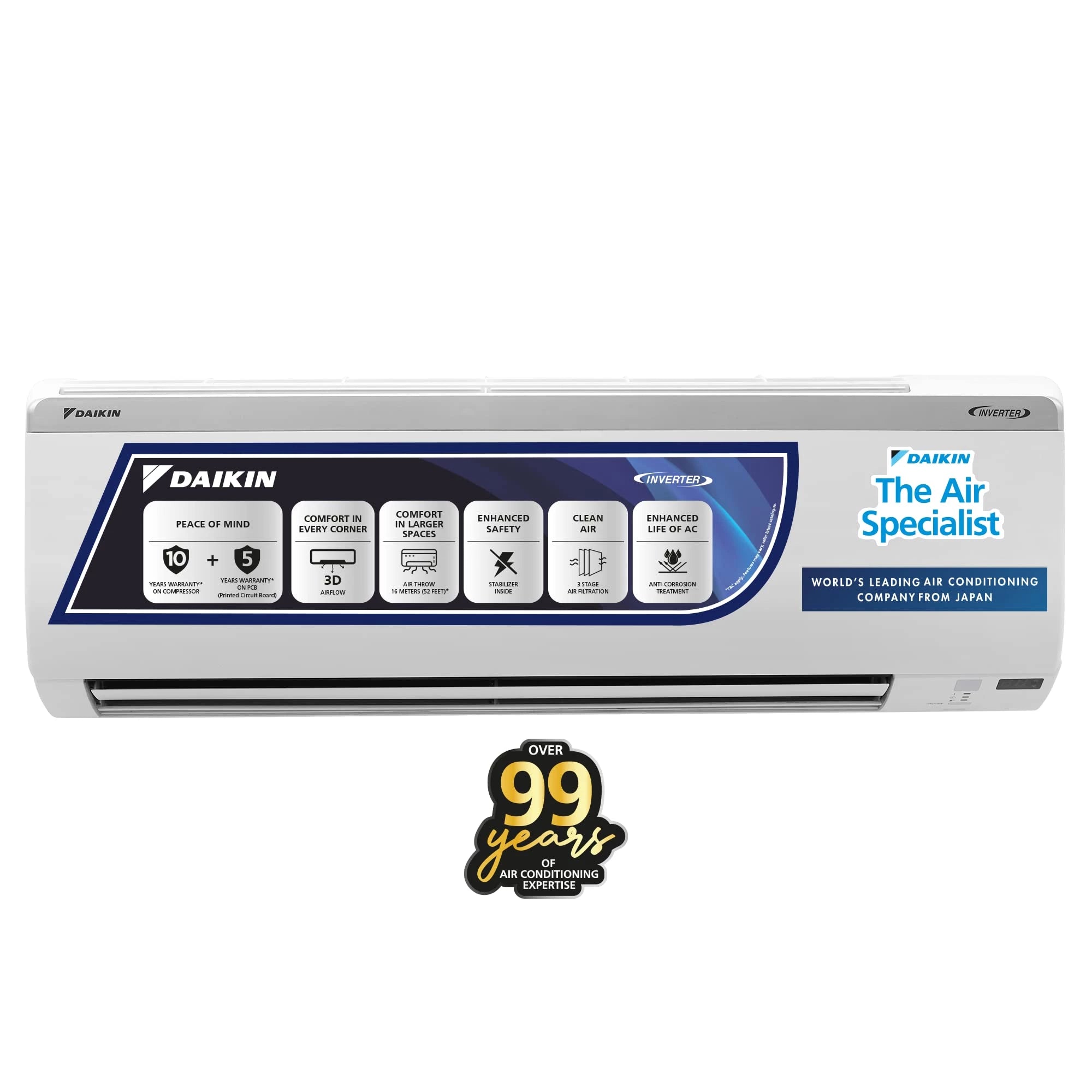 Daikin 1.5 Ton 3 Star Inverter Split AC (MTKL50U, White)
