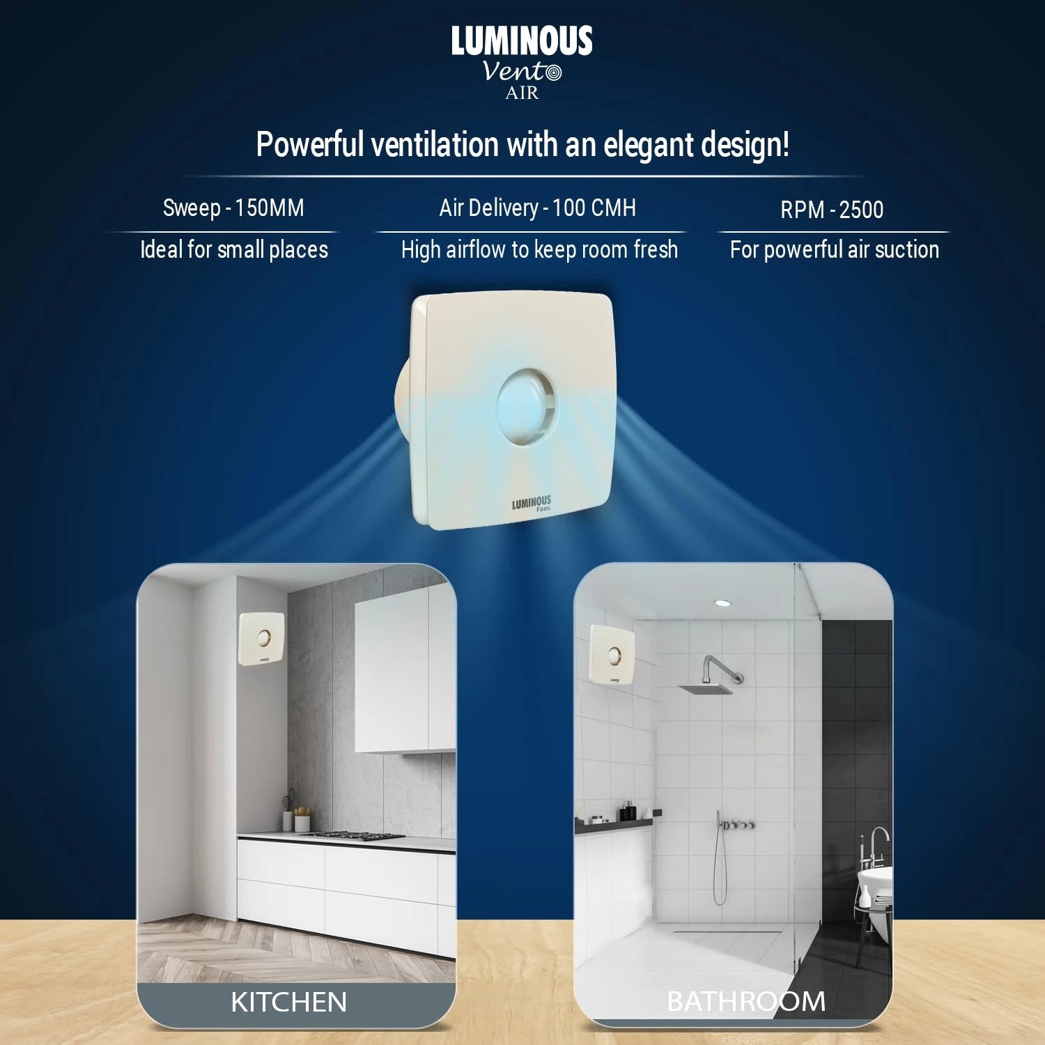 Luminous Vento Air 150MM High Speed Exhaust Fan, Bird Guard, Noiseless, Anti-Rust, 2yr Warranty.