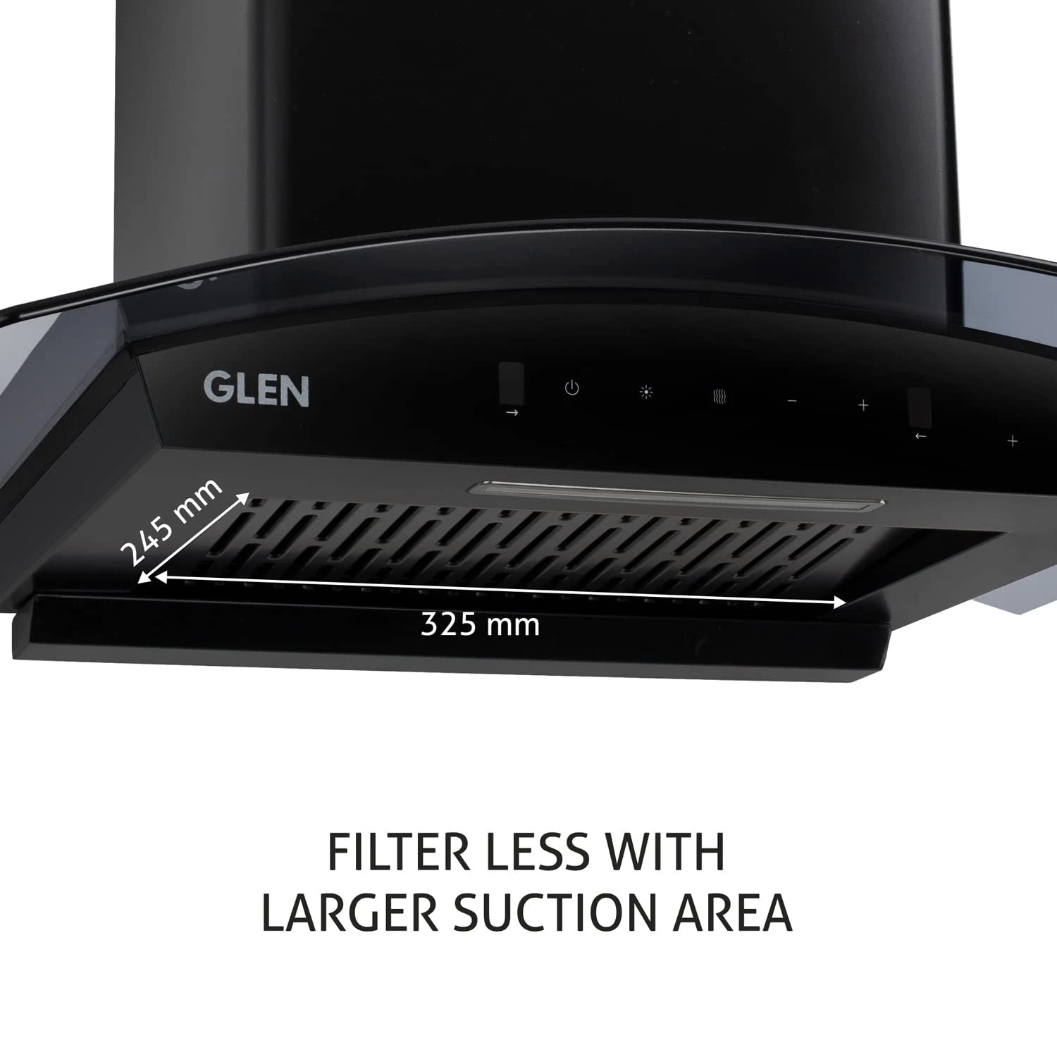 Glen Auto Clean Curved Glass Filter less Kitchen Chimney With 7 Year Warranty On Motor, with Motion Sensor 60cm, 1200 m3/h (6059 BL Auto Clean 60cm)
