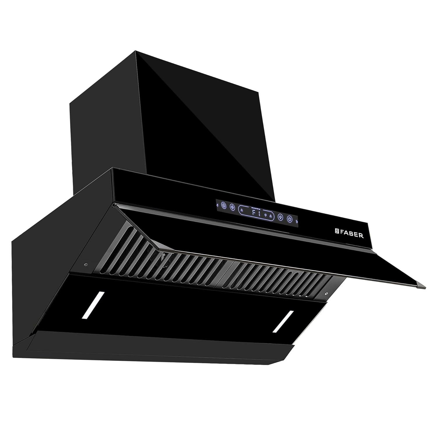 Faber 90cm 1500m³/hr Autoclean Kitchen Chimney|Digital Display|Filterless|Slant Body|T-Shape Panel|Touch+Gesture|12Yr on Motor,5Yr Comprehensive Warranty by Faber|Hood Alpine FL HC BK 90, Mat