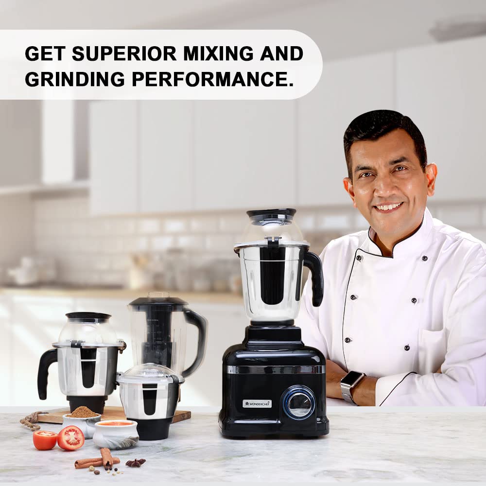 Wonderchef 63154742 Sumo Black DLX 1000 W Mixer Grinder with 4 Stainless Steel Jars