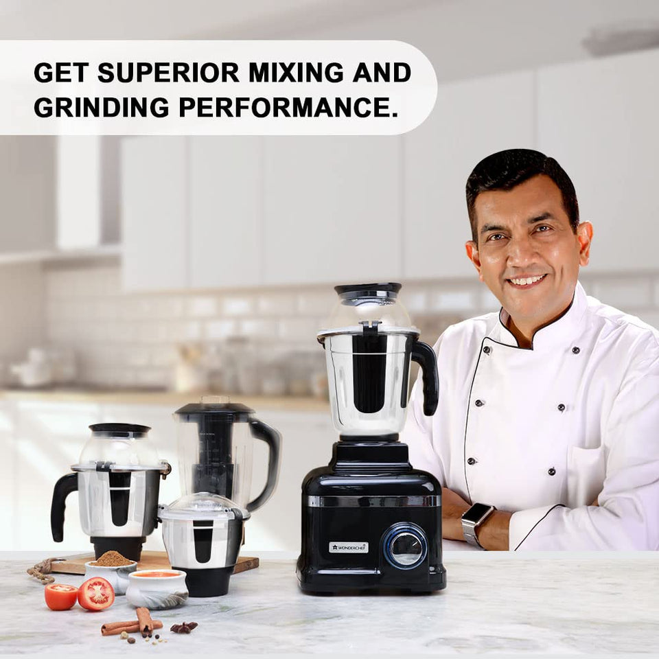 Wonderchef 63154742 Sumo Black DLX 1000 W Mixer Grinder with 4 Stainless Steel Jars
