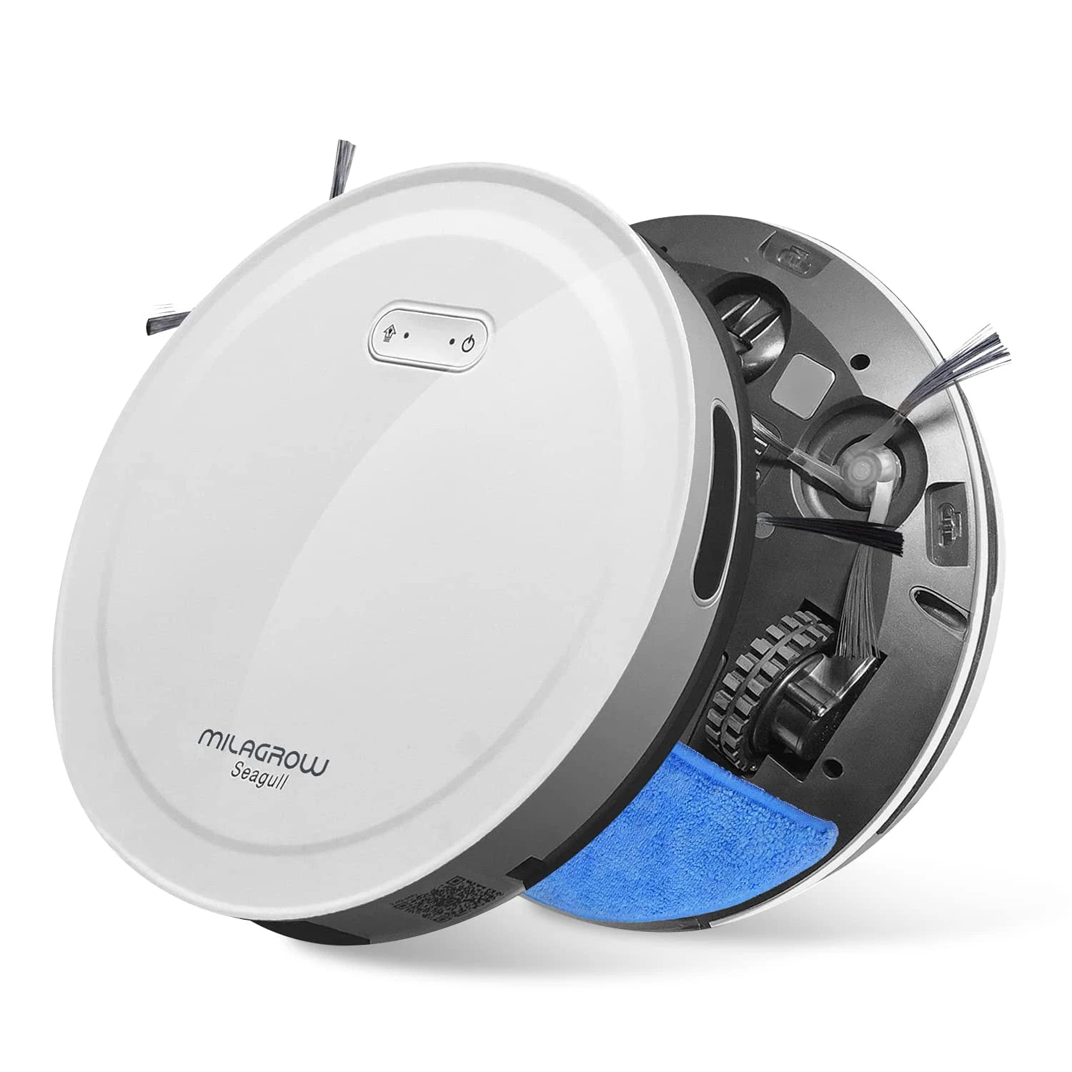 MILAGROW Seagull Joy - 1500Pa Autoboost Suction Robotic Vacuum Cleaner, Slight Wet Mopping Without Water Tank, Scheduling, Mapping, Self-Charge, 3 Stage Cleaning, APP (White)