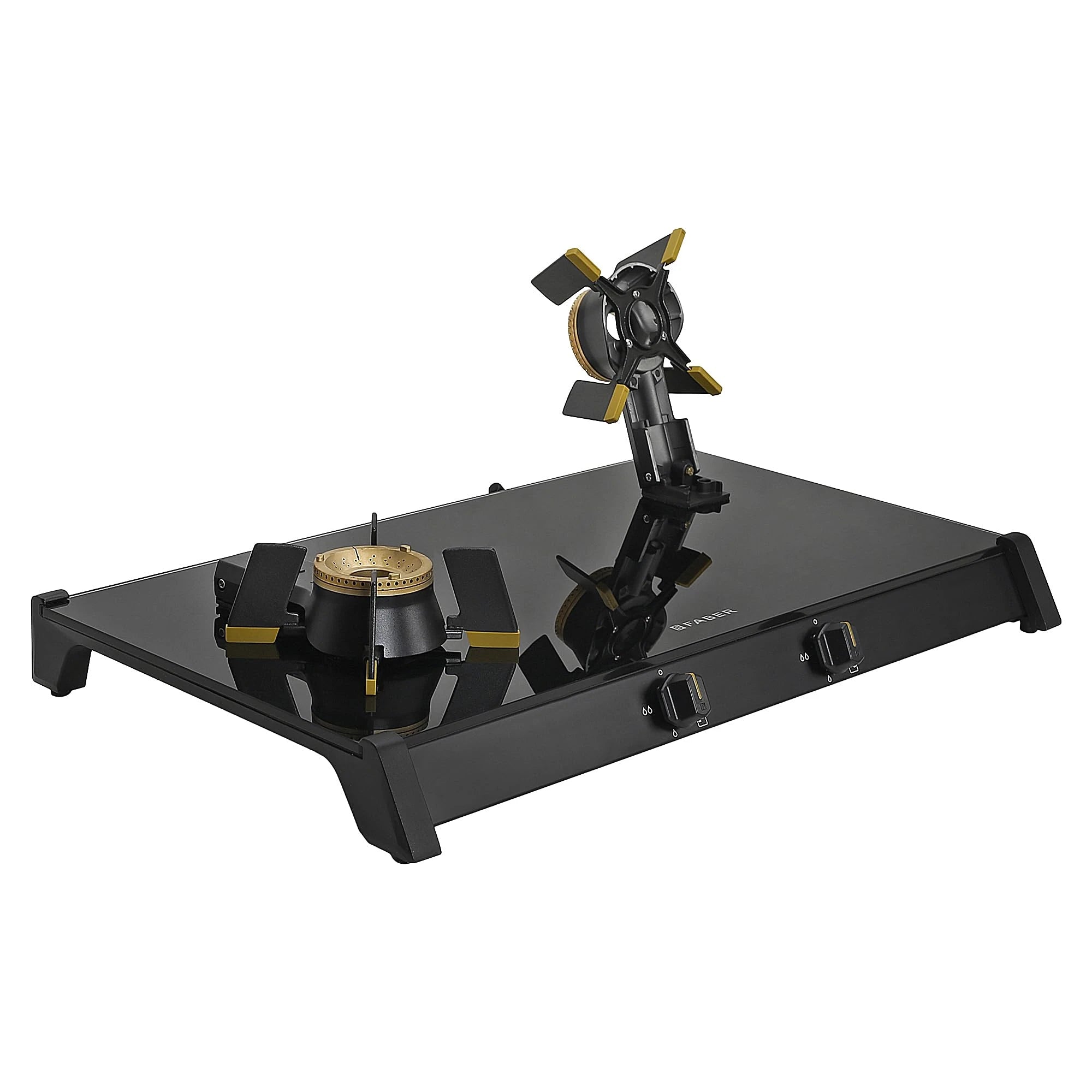 Faber Liftable Burners Freestanding Cooktop | Genius 752 BK | 75cm Width | Brass Burners | Manual Ignition | ABS Knobs | Pan Support | 2 Yrs Comprehensive,5 Yrs Valve & Burners,7 Yrs on Glass