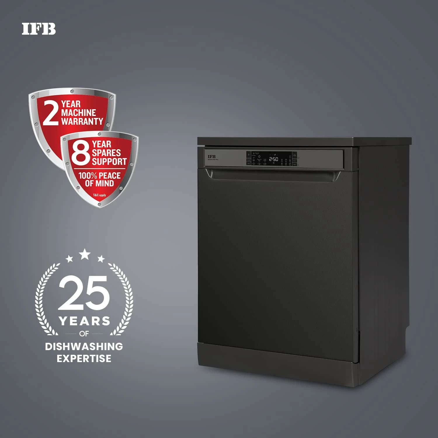 IFB Dishwasher Neptune VX2 Plus, 16 Place Settings, Hot Water Wash, Inox Grey, In Built Heater, Turbo Drying, Perfect for Indian Utensils.