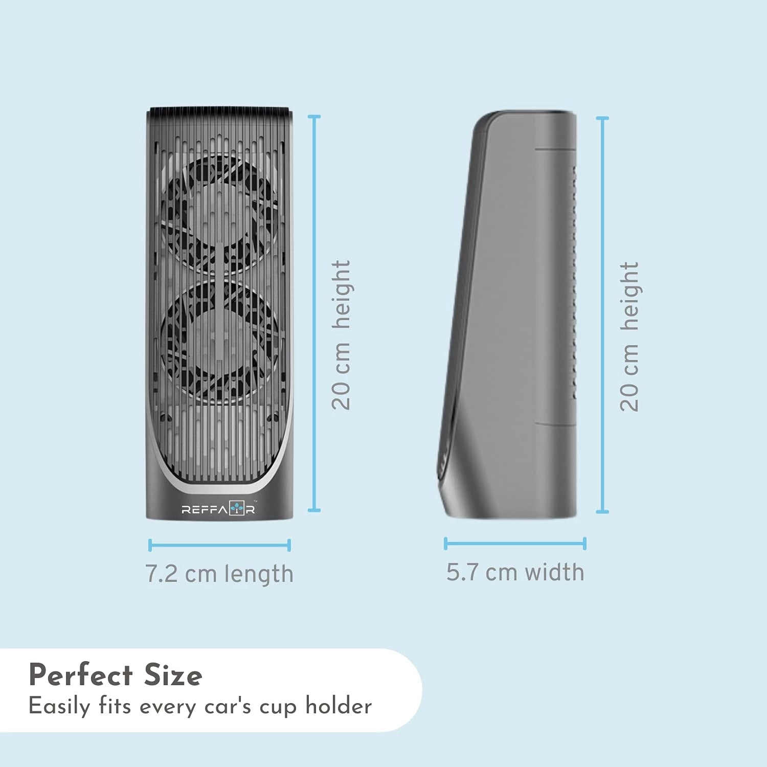 Reffair Ax60 Smart Car Air Purifier | True HEPA Filter, Twin-Turbo Fan, Auto Mode, Multicolored