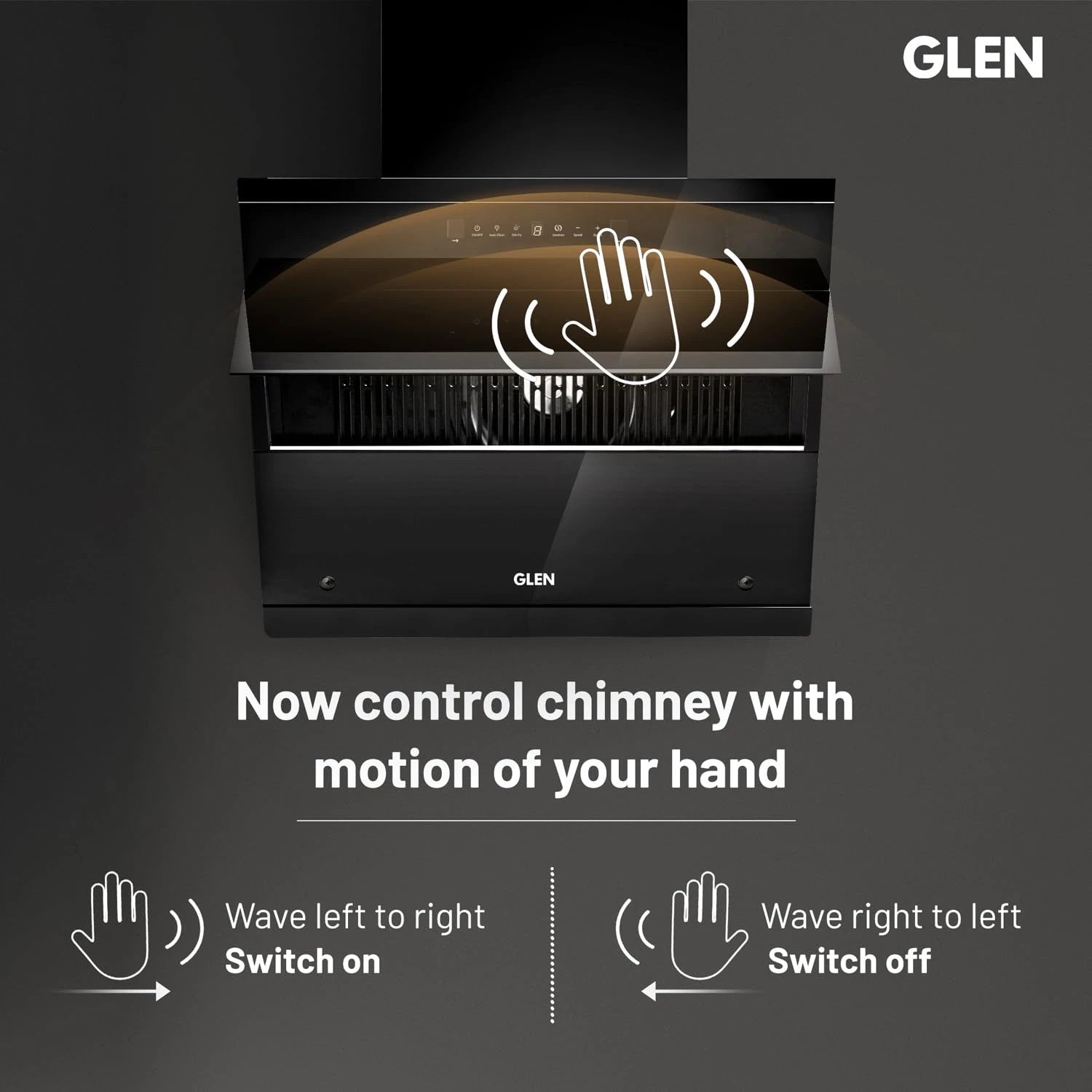 Glen 60 cm 1500 m³/hr Filterless Thermal Autoclean Kitchen Chimney, Slant |(Hood ZOLA HSR 60, Heat Sensor| Aeration technology| Auto On/Off| Touch & Gesture Control,Black)