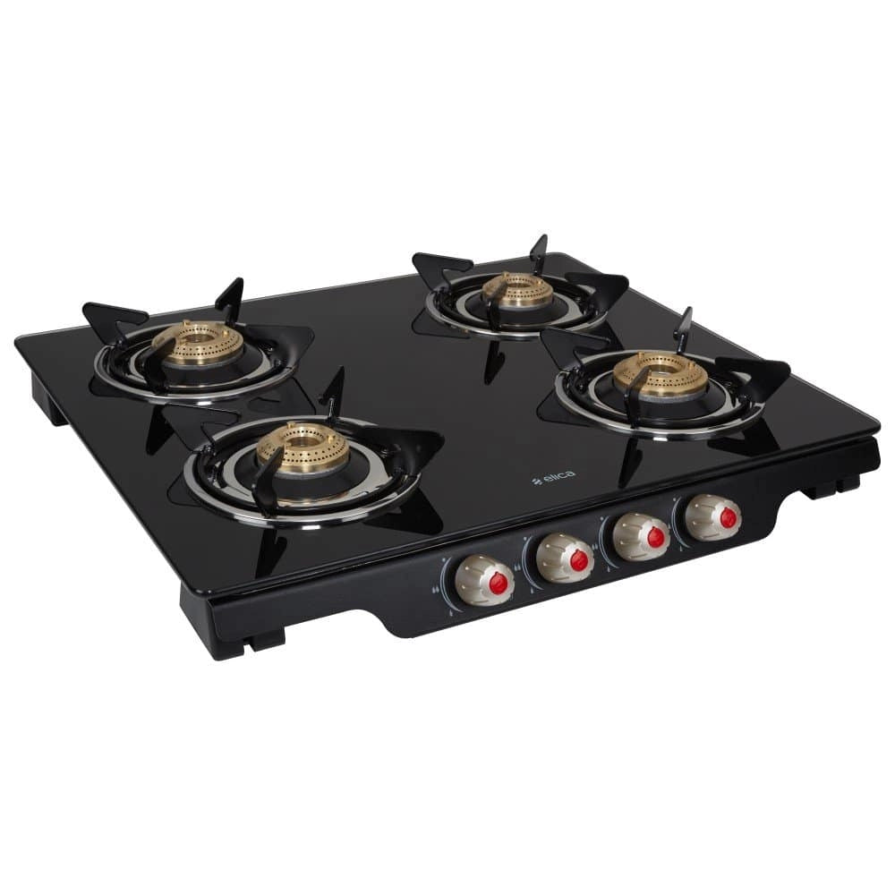 Elica Glass 4 Burner Gas Stove (Patio ICT 460 BLK S)