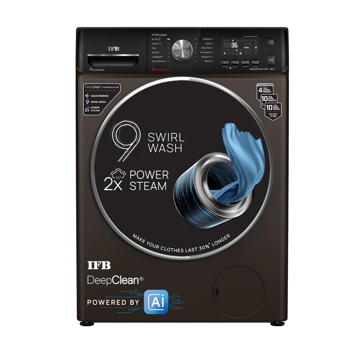 IFB 8 Kg 5 Star AI Eco Inverter Front Load Washing Machine (SENATOR PLUS MXC 8014, 2023 Model, Mocha, 3D Wash