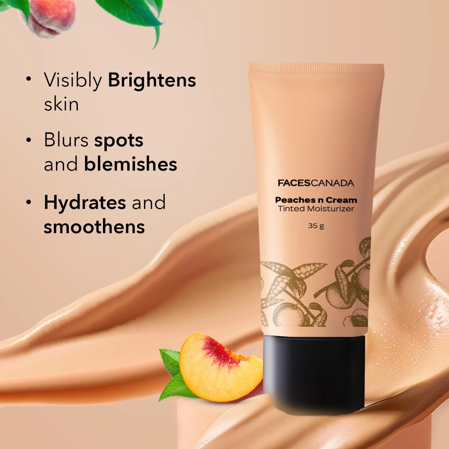 FACES CANADA Tinted Moisturizer - Peaches N Cream - Honey Beige 03, 35g | Hydrating, Lightweight, Non-Oily with Natural Glowy Finish | Sheer Buildable Coverage for Daily Use | BB Cream For All Skin Ty