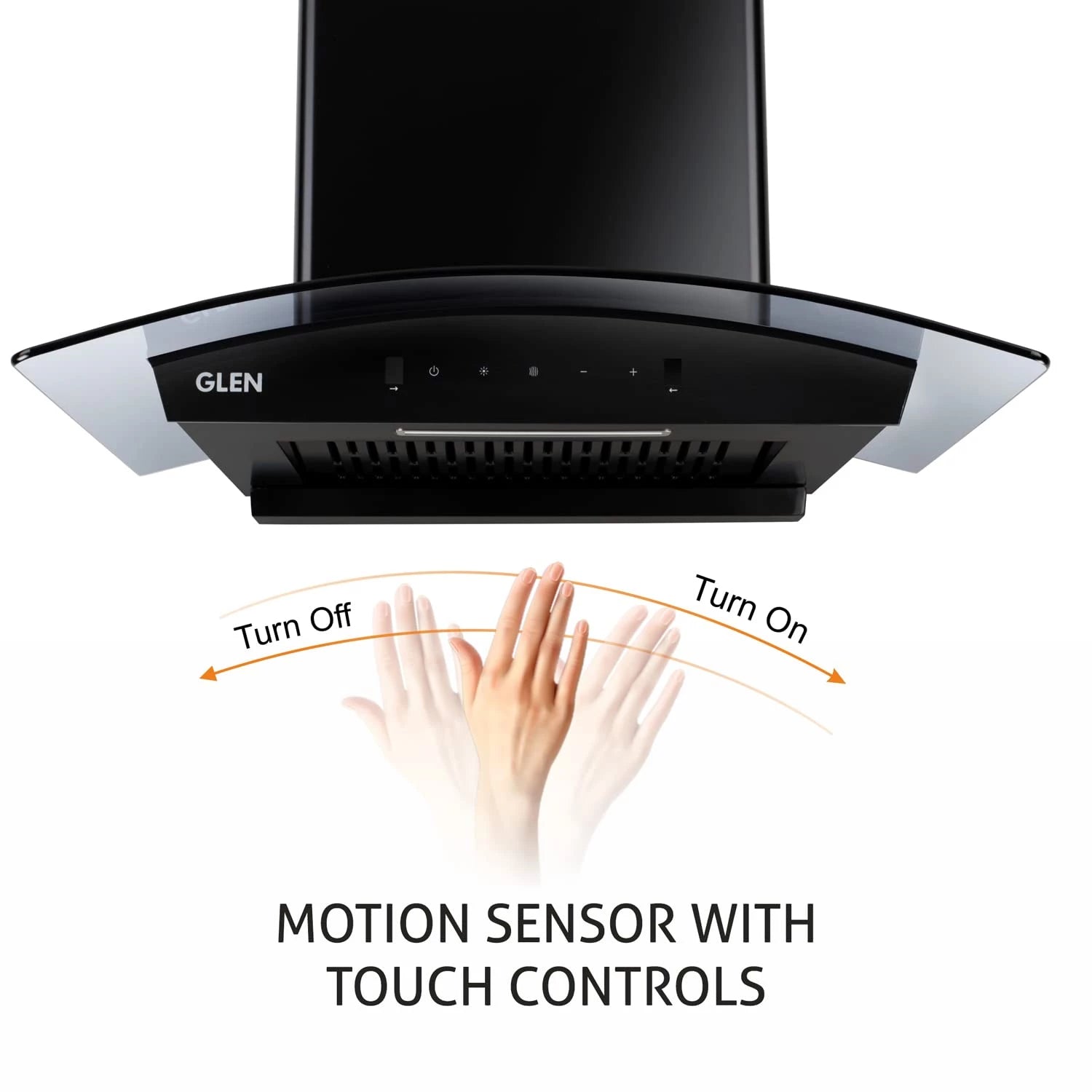 Glen Auto Clean Curved Glass Filter less Kitchen Chimney With 7 Year Warranty On Motor, with Motion Sensor 60cm, 1200 m3/h (6059 BL Auto Clean 60cm)