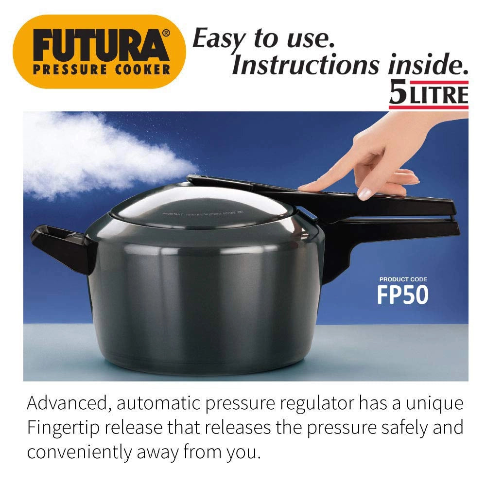 Futura Hard Anodised Pressure Cooker, 5 Litre Fp50