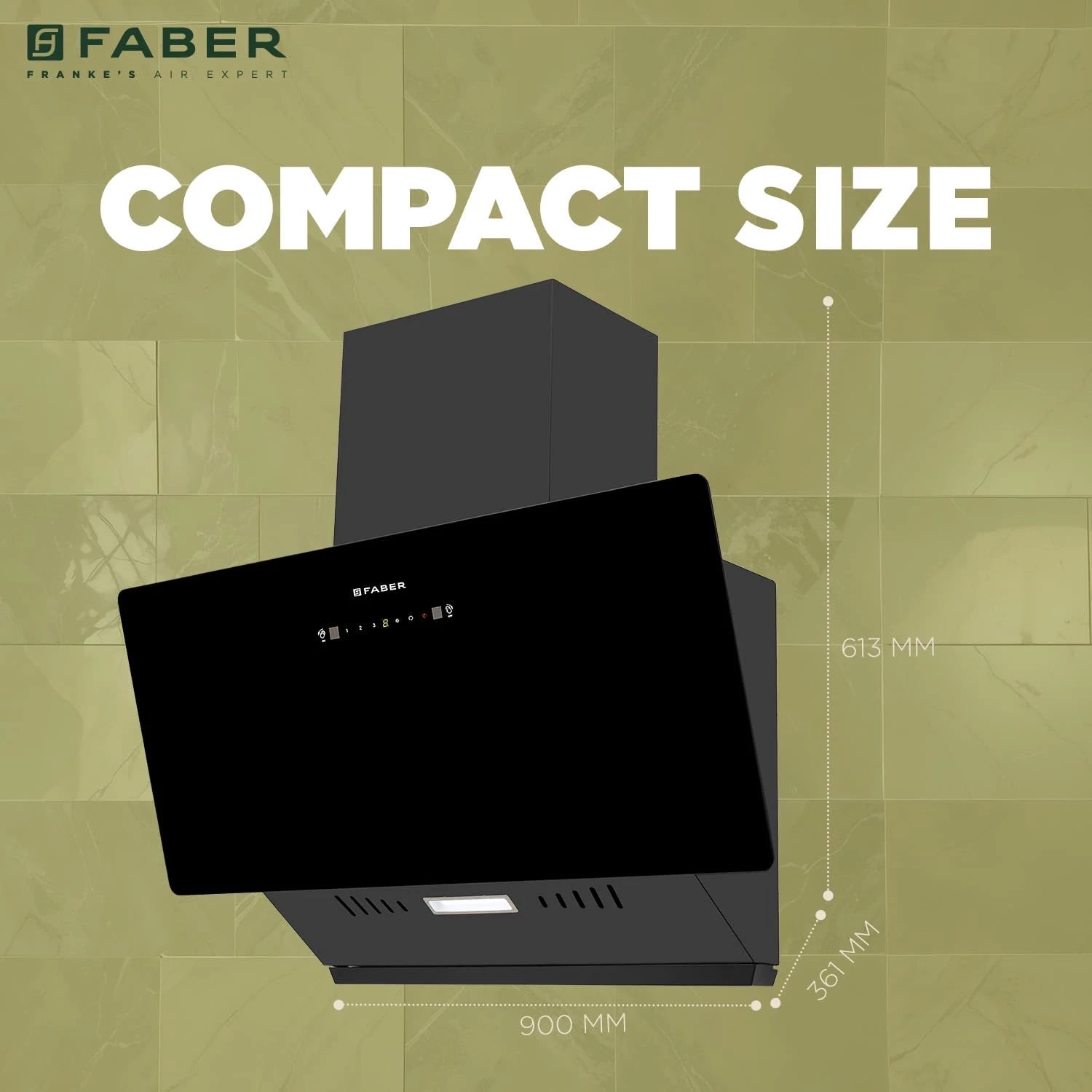 Faber Hood Trendy 90cm 1500 m³/hr BLDC Autoclean Slant Shape Chimney | Built In Oil Collector | Touch & Gesture Control | 12Yr Motor,2Yr Comprehensive Warranty by Faber | TRENDY IN BLDC HCSCFL BK 90