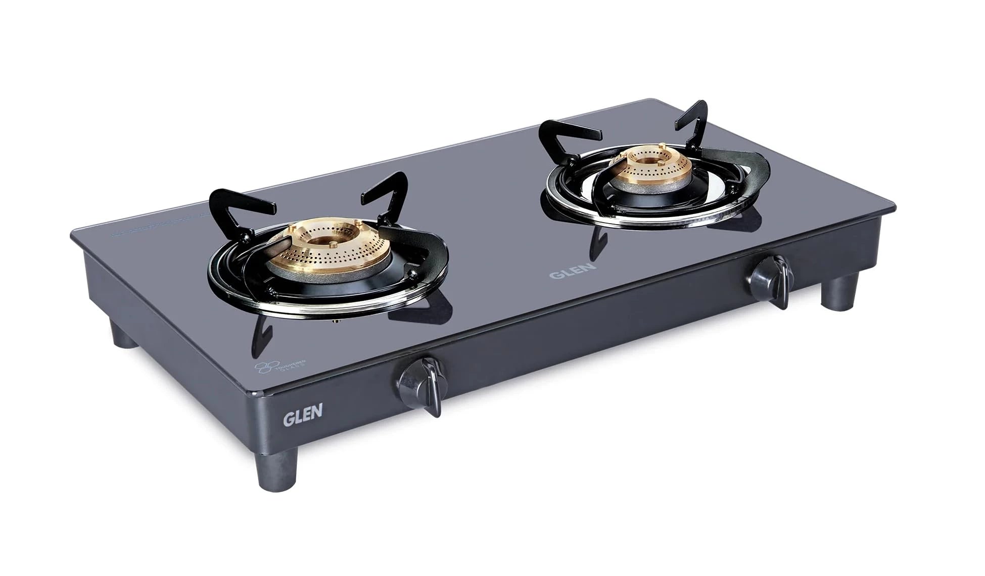 Glen 2 Burner PNG Gas Stove with High Flame Brass Burner | ISI Certified | Manual Ignition (1021GTHFBBBLPN)