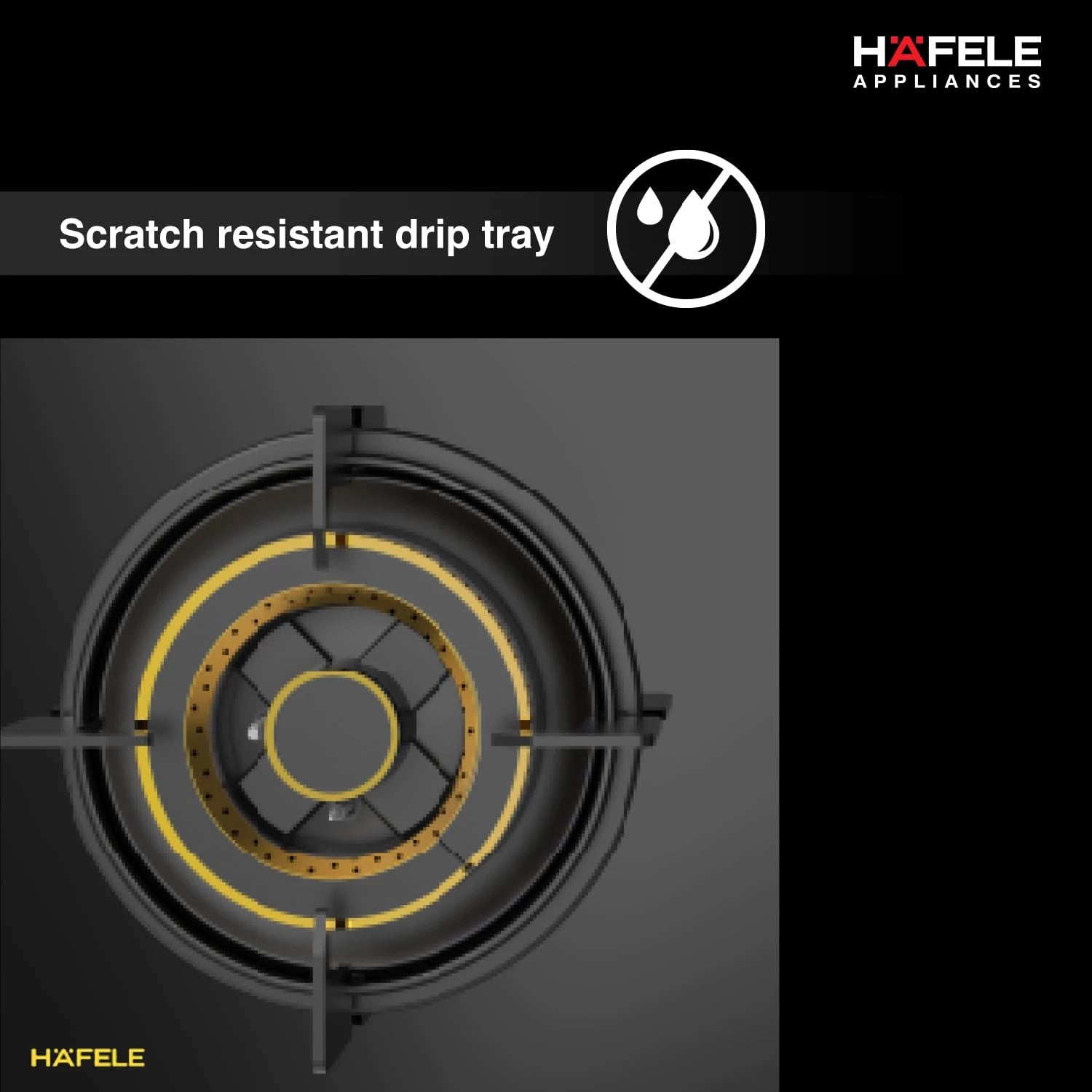 Hafele Magna Plus 480 Built-In Hob gas Stove 4 Brass Burner, Electronic Igntion