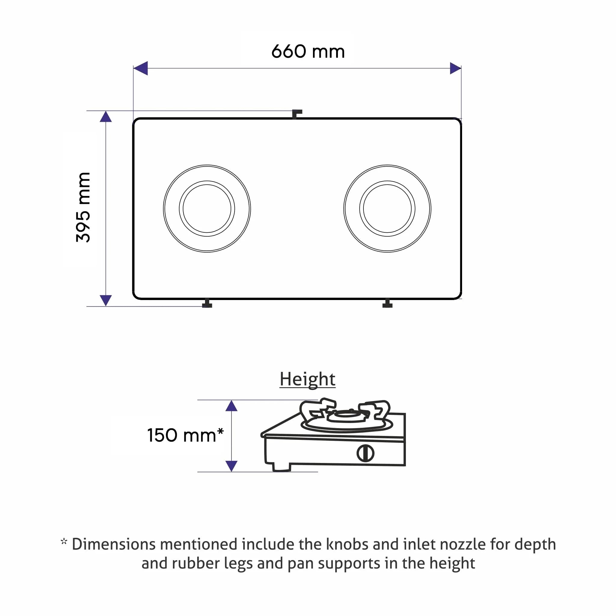 Glen 2 Burner PNG Gas Stove with High Flame Brass Burner | ISI Certified | Manual Ignition (1021GTHFBBBLPN)