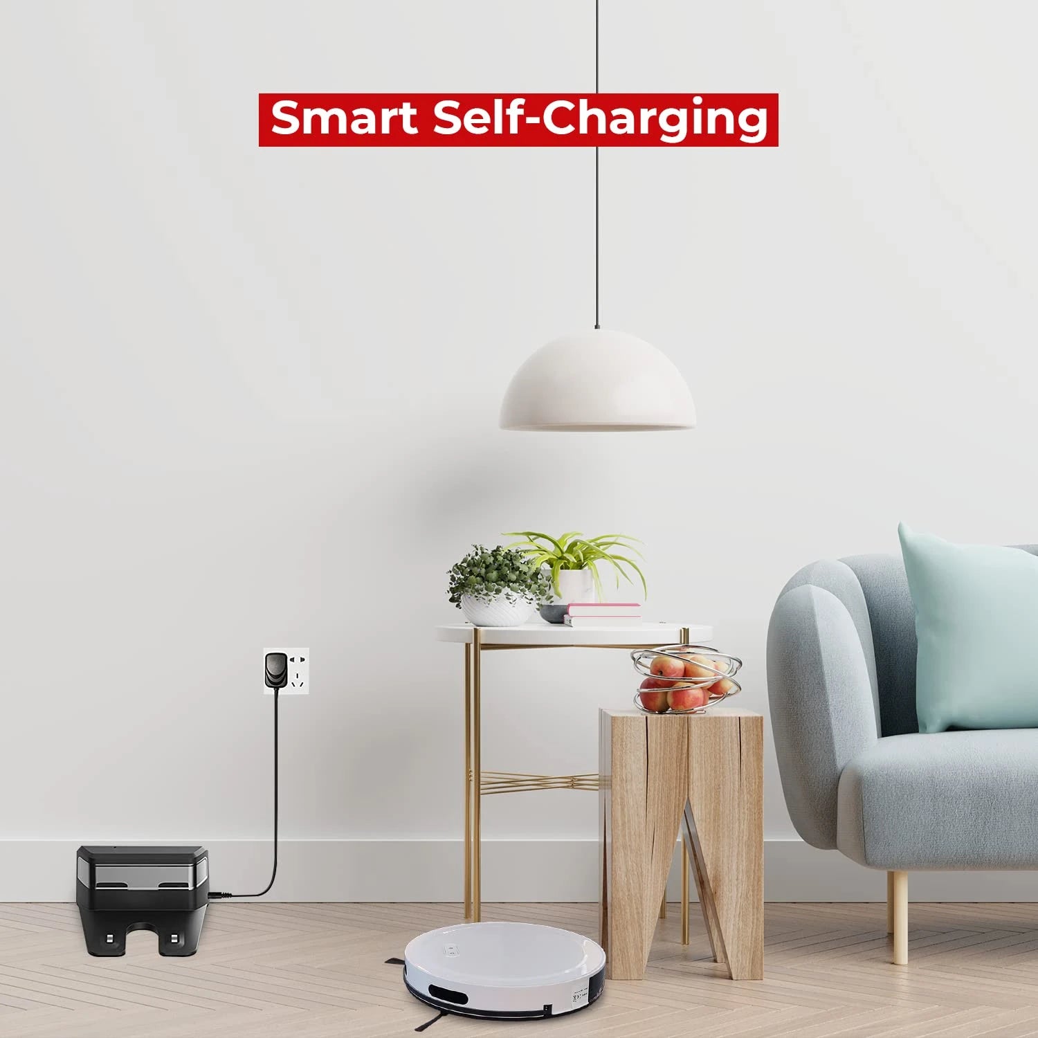 MILAGROW Seagull Joy - 1500Pa Autoboost Suction Robotic Vacuum Cleaner, Slight Wet Mopping Without Water Tank, Scheduling, Mapping, Self-Charge, 3 Stage Cleaning, APP (White)
