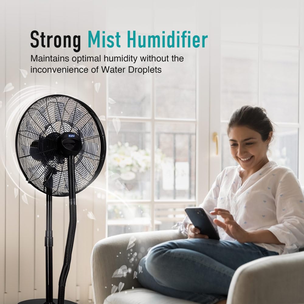 KUHL Exzel H3 Next Gen BLDC Desert Cooler with Mist & Humidifier | 18 Inches Pedestal Fan | Remote Operated | High Airflow & Low Noise | 6L/8 Hr Water Tank Capacity | Tilt Function | 450 mm