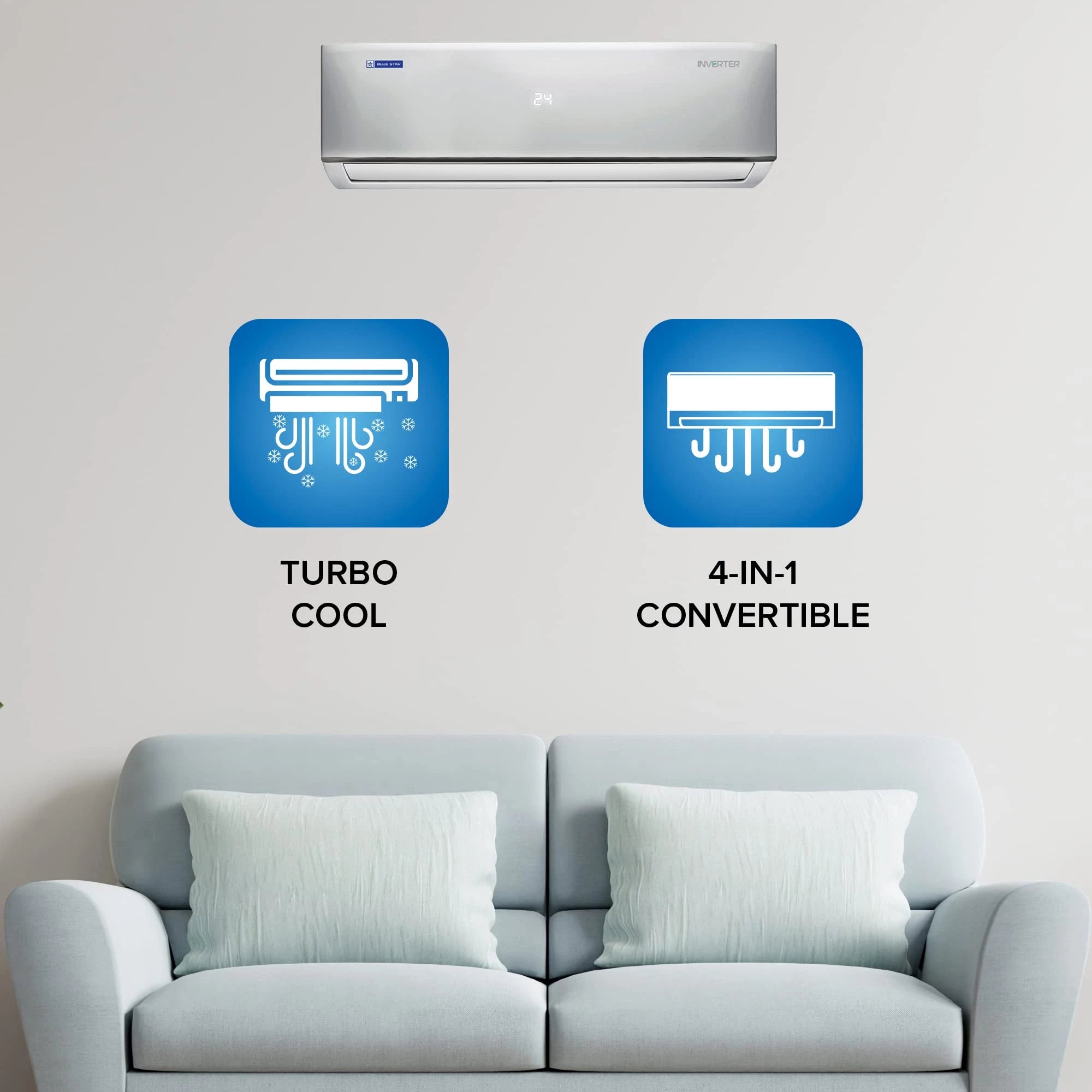 Blue Star 1.5 Ton 4 Star Inverter Split AC (Copper, Multi Sensors, Dust Filter, Smart Ready, Blue Fins, Self Diagnosis, 2023Model, IA418DNU, White)
