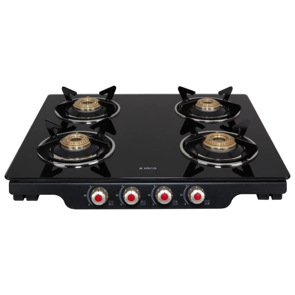 Elica Glass 4 Burner Gas Stove (Patio ICT 460 BLK S)