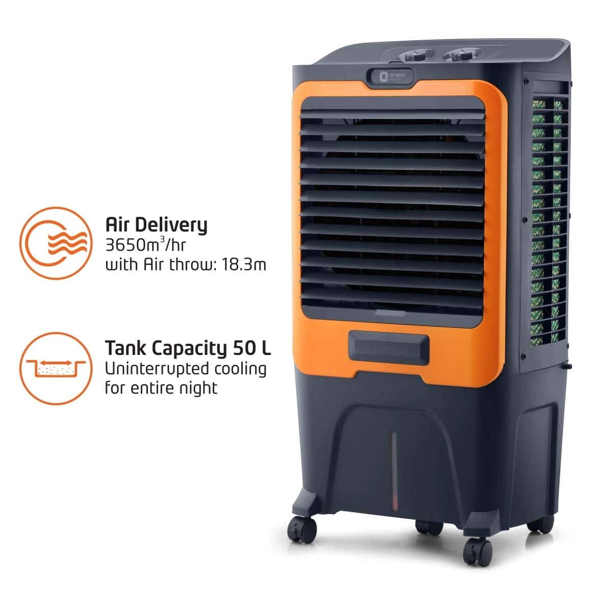 Orient Electric CD5003H 50-Litre Desert Air Cooler (Grey/Orange)