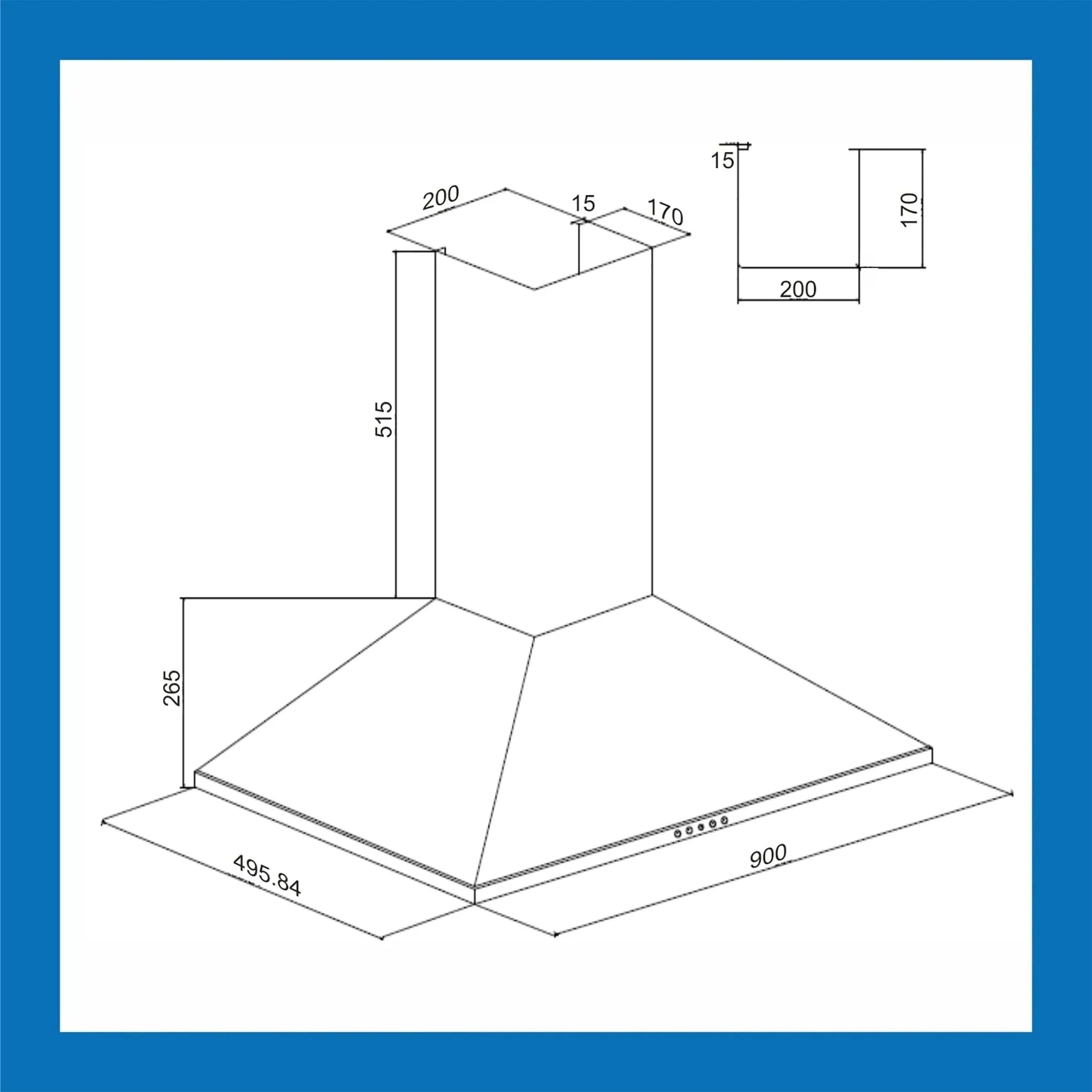 Glen Electric Kitchen Chimney for home With 7 Year Warranty On Motor, Pyramid Shape Baffle filters Italian Motor, 90cm 1250 m3/h - Black (6054BL90DX)