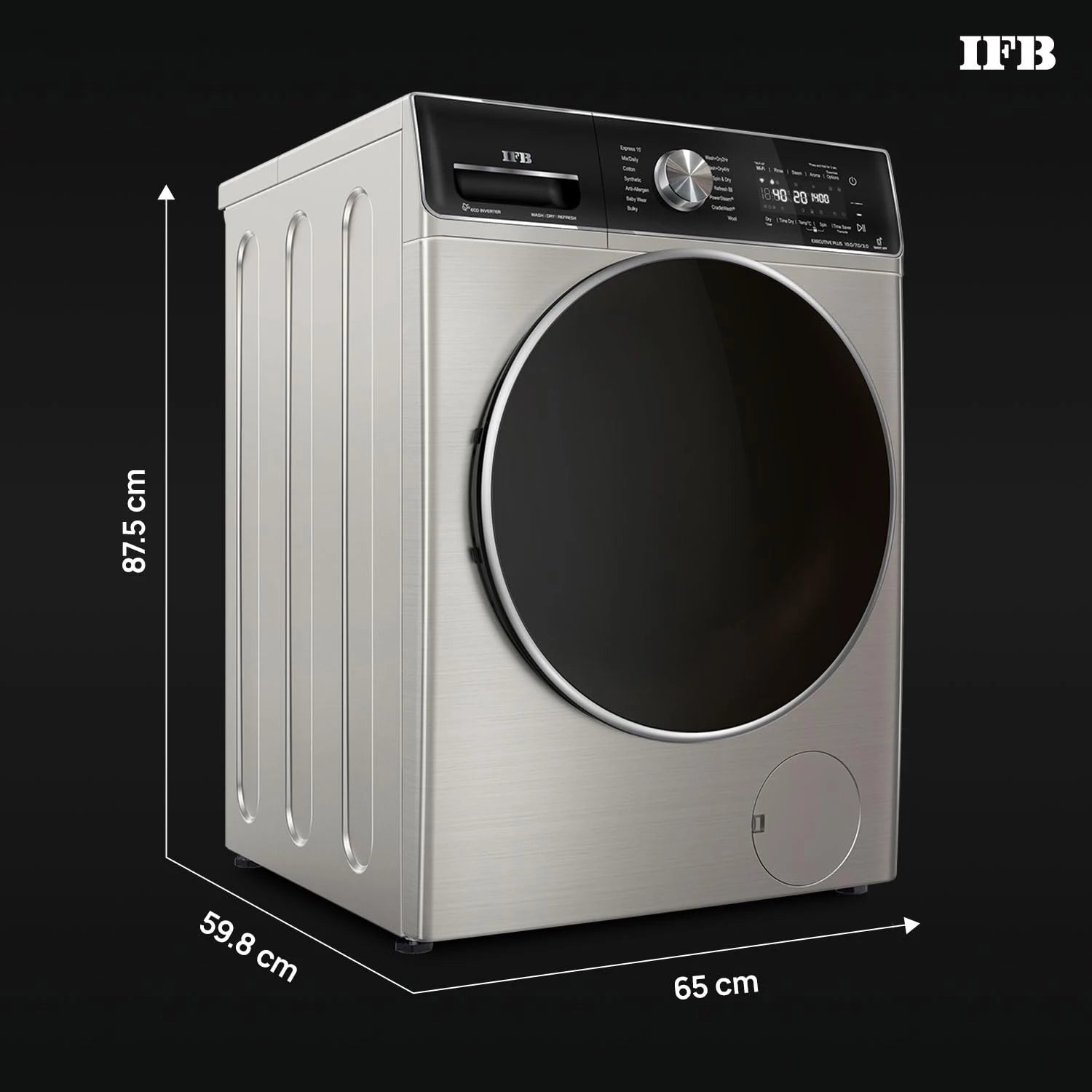 IFB 10 Kg/7 Kg/3 Kg 3-in-1, AI Powered, Fully Automatic Washer Dryer Refresher (IFB Laundrimagic®, EXECUTIVE PLUS ZXV, 9 Swirl Wash, Eco Inverter Technology, SUS VCM)