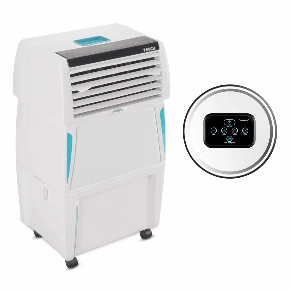 Symphony Touch Air Cooler 35-litres with Remote, Digital Touchscreen, Voice Assist (White)
