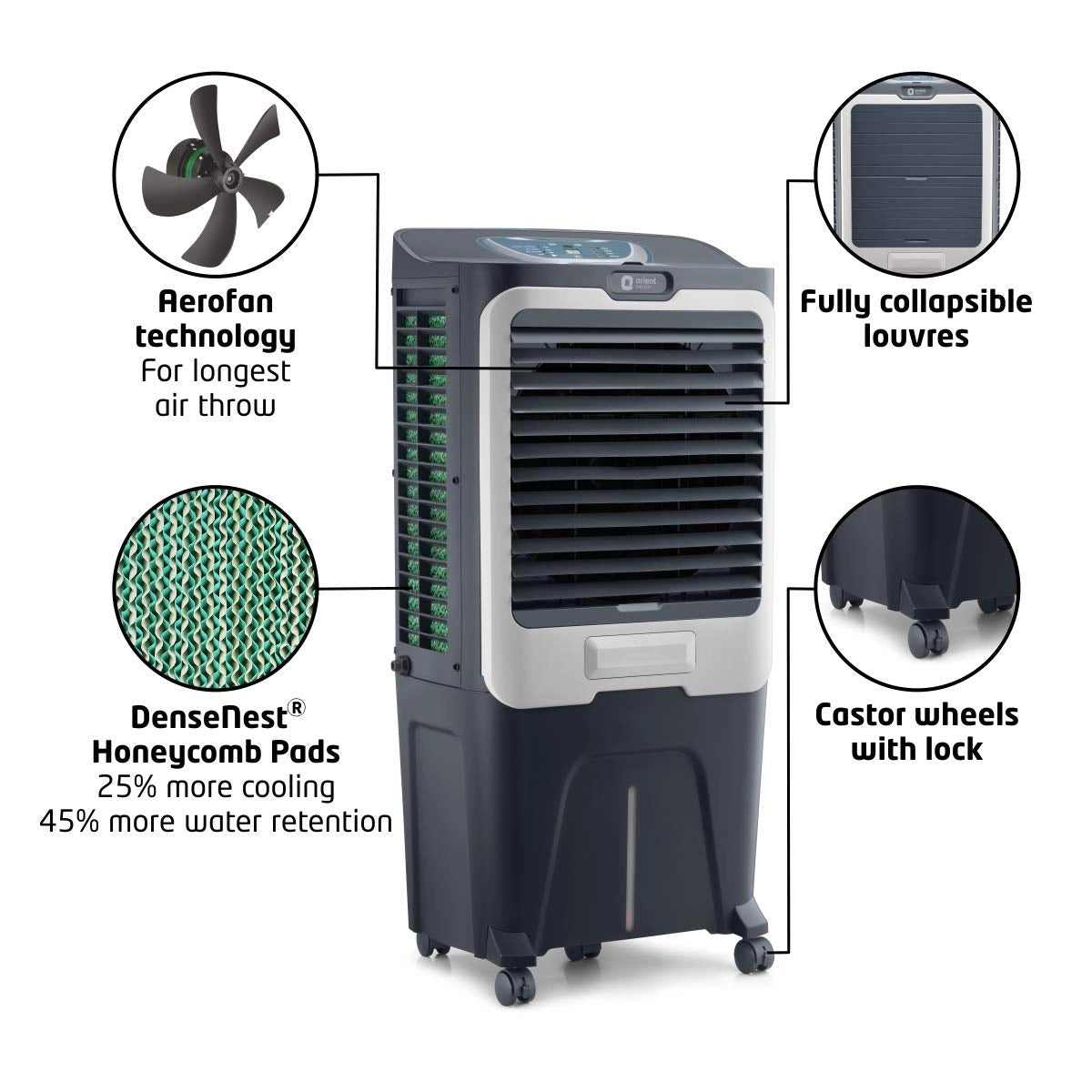 Orient Electric Ultimo CD6502HR 65 litres Desert Air Cooler with Remote (Grey)