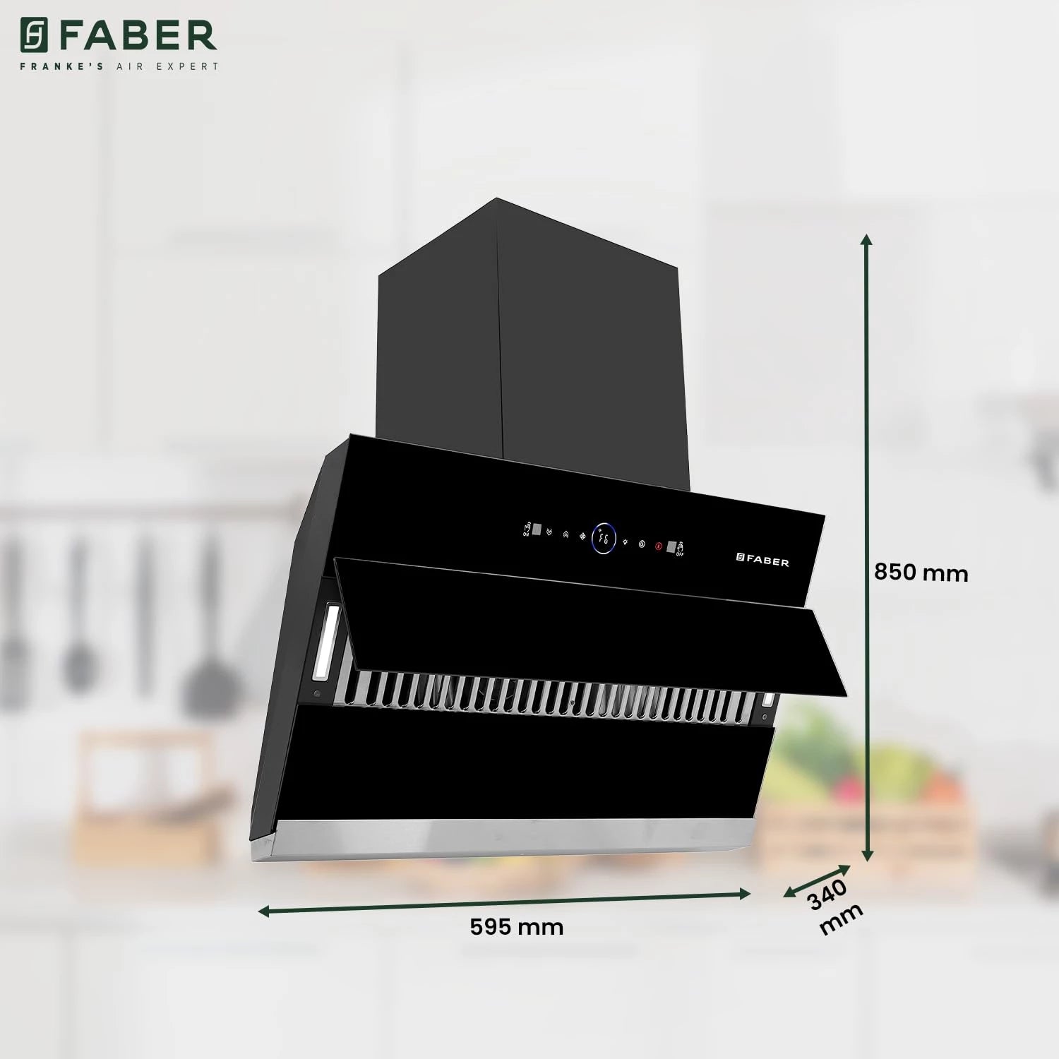 Faber 60cm 1500m³/hr BLDC Motor Autoclean Slant Chimney| Black Matt Filterless |9 Speed Control |Touch & Gesture Control |Oil Collector|5Yrs Comprehensive Warranty by Faber|Hood Maple BLDC FL HC BK 60