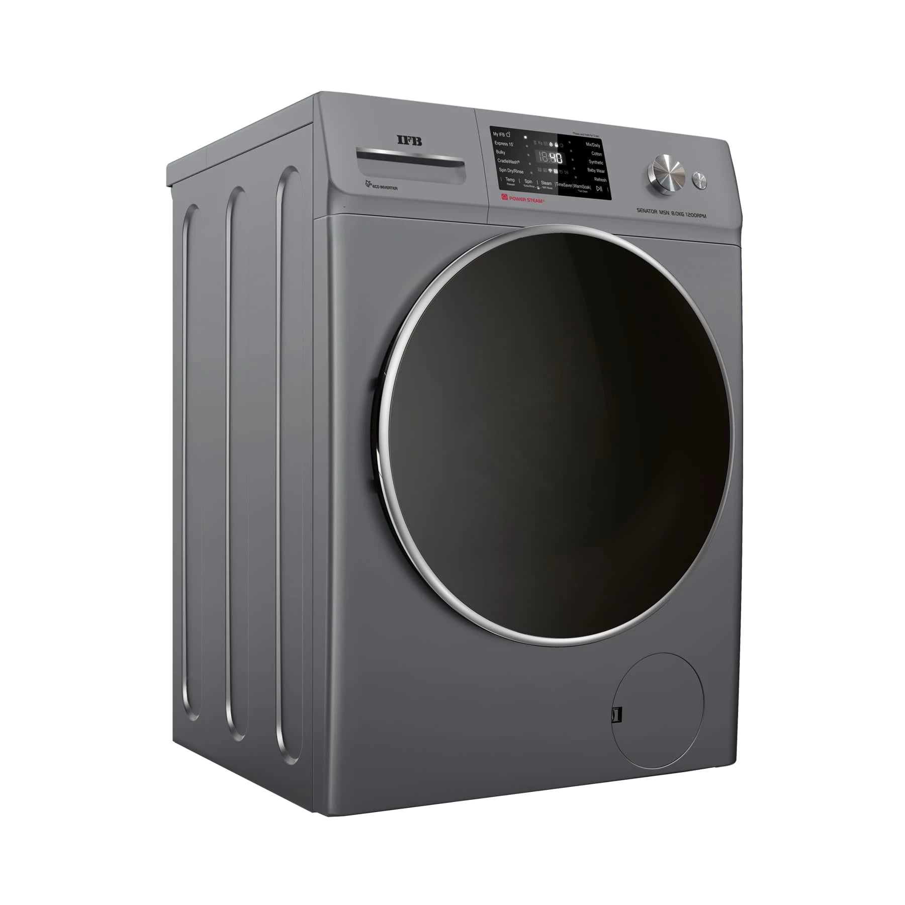 IFB 8 Kg 5 Star Front Load Washing Machine 2X Power Steam (SENATOR MSN 8012K, 1200 RPM, 2024 Model, Metallic Silver, Touch Control + Knob In-built Heater, 4 years Comprehensive Warranty)