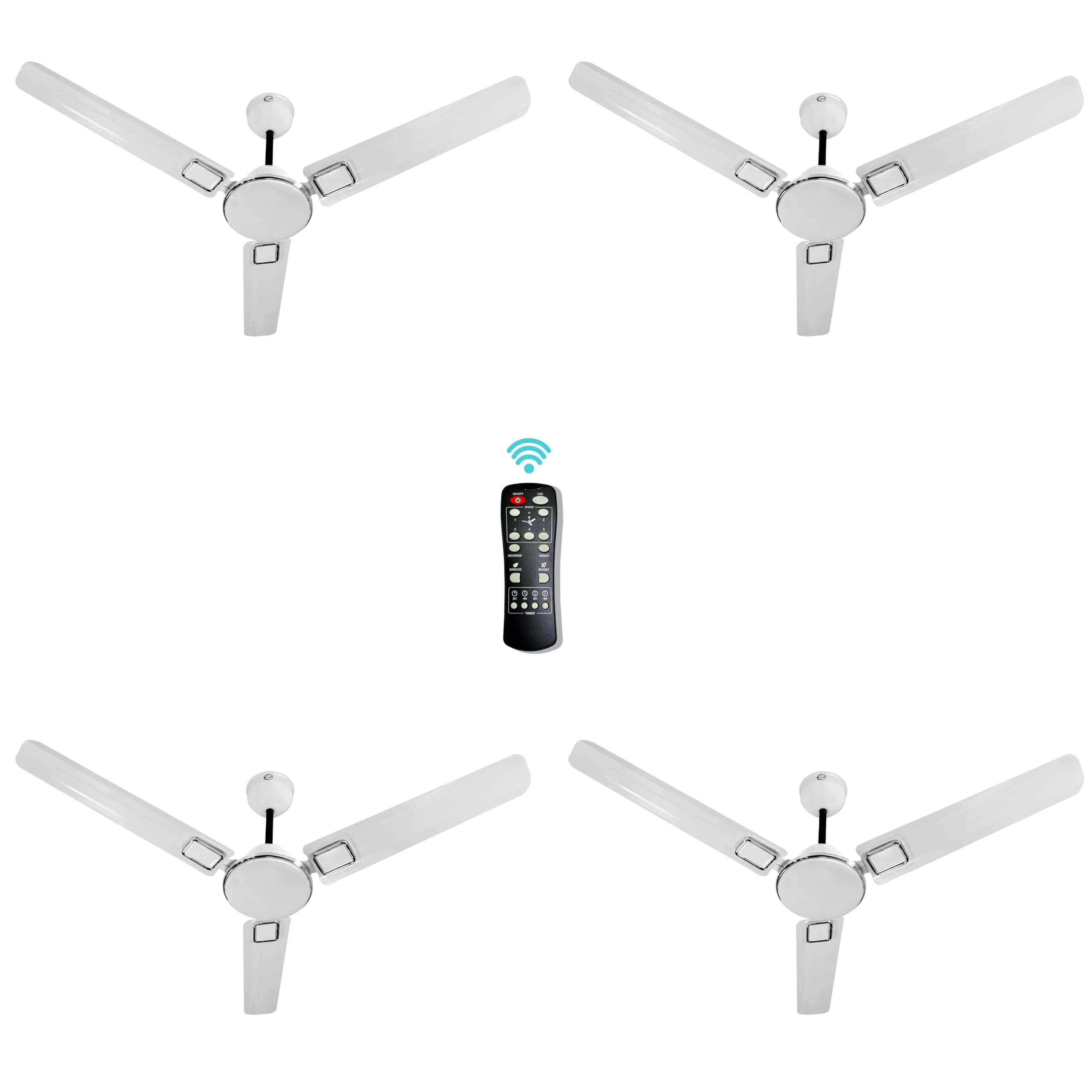 eFF4 Aster 1200mm 3 Blade 5 Star power Saving Ceiling fan with BLDC Motor | Remote control | Decorative Fan with Lights | High Air Flow (White - Aster, Pack of 4)