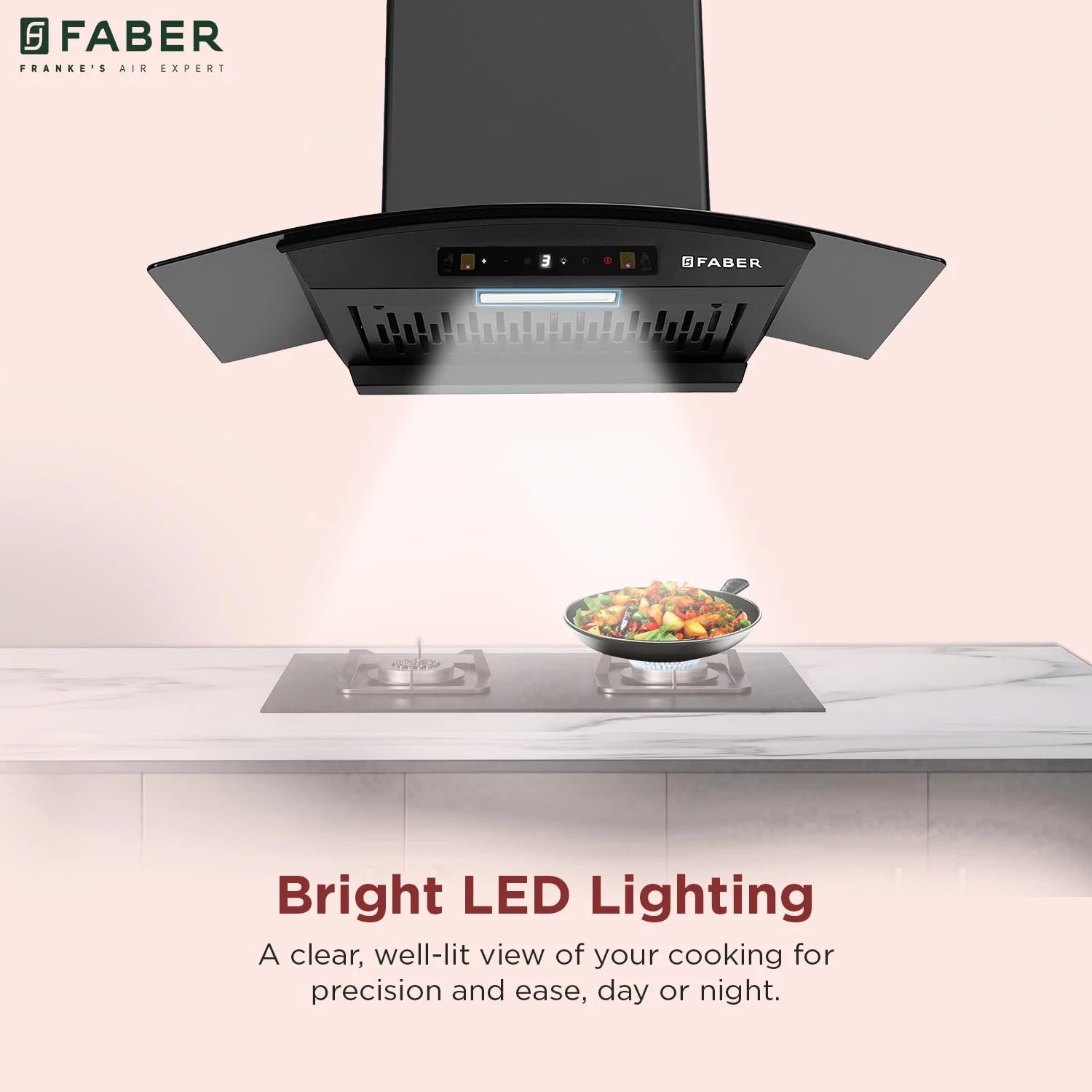 Faber Agile 60cm 1500m³/hr BLDC Autoclean Curved Shape Chimney | Built In Oil Collector | Touch & Gesture Control | 12Yr Motor,2Yr Comprehensive Warranty by Faber | Hood Agile BLDC FL HC SC BK IN 60