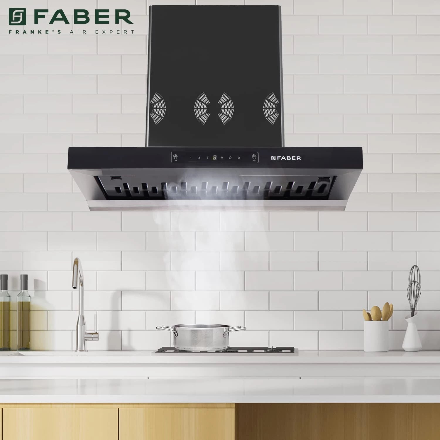 Faber BONITO 3D IND HC SC FL BK 75 Filterless Autoclean Chimney, 8Y Motor Warranty, 2Y Comprehensive Warranty.