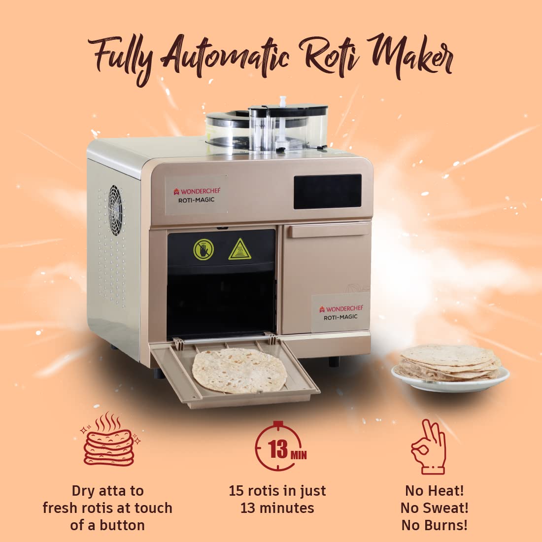 Wonderchef 63154563 Roti-Magic 1900 W Fully Automatic Roti Maker