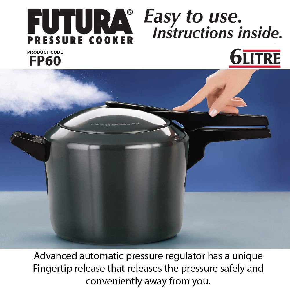 Futura Hard Anodised Pressure Cooker, 6 Litre Fp60