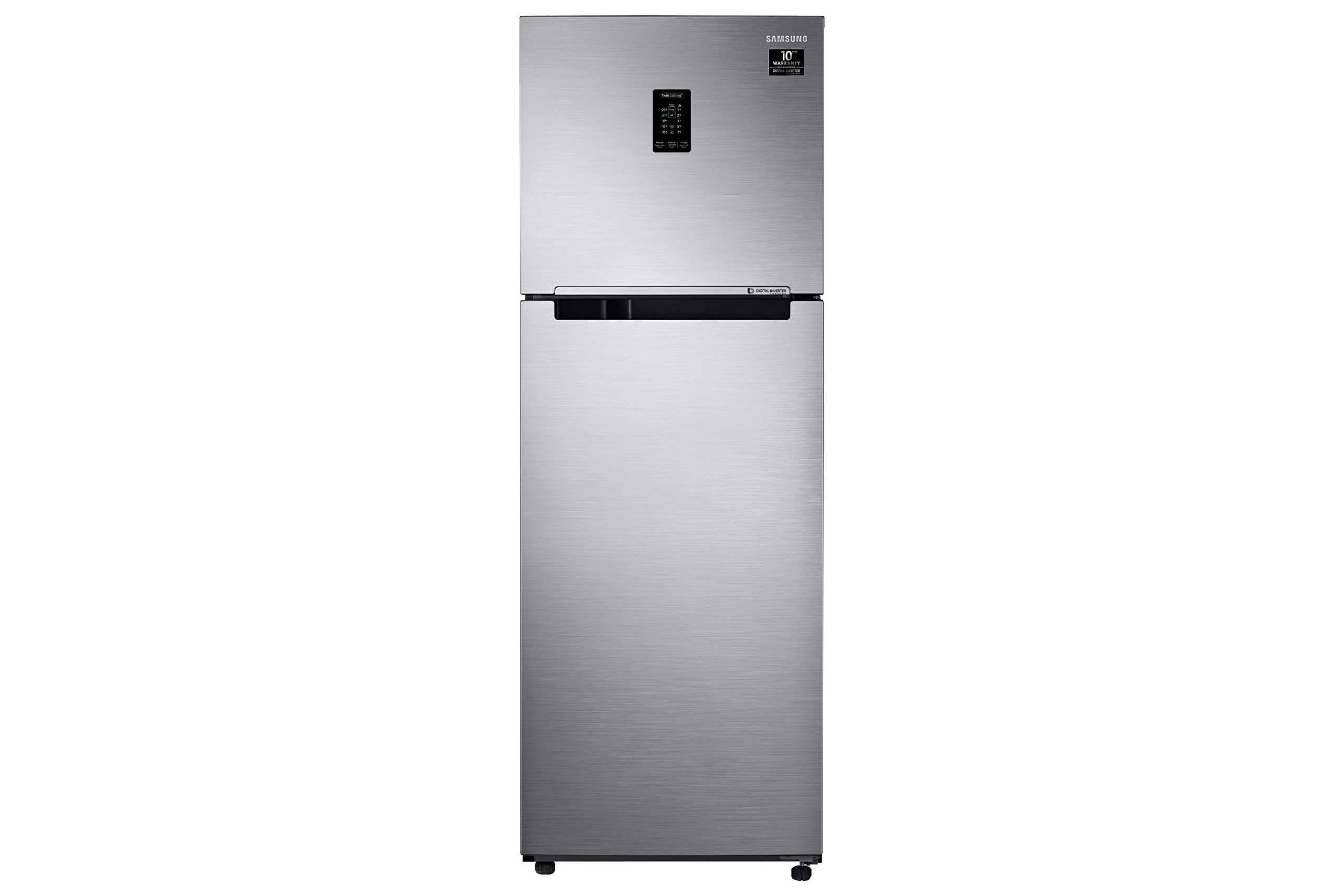 Samsung 345 L 3 Star Frost Free Inverter Double Door Refrigerator Appliance (RT37T4533S9/HL, Silver, Refined Inox)