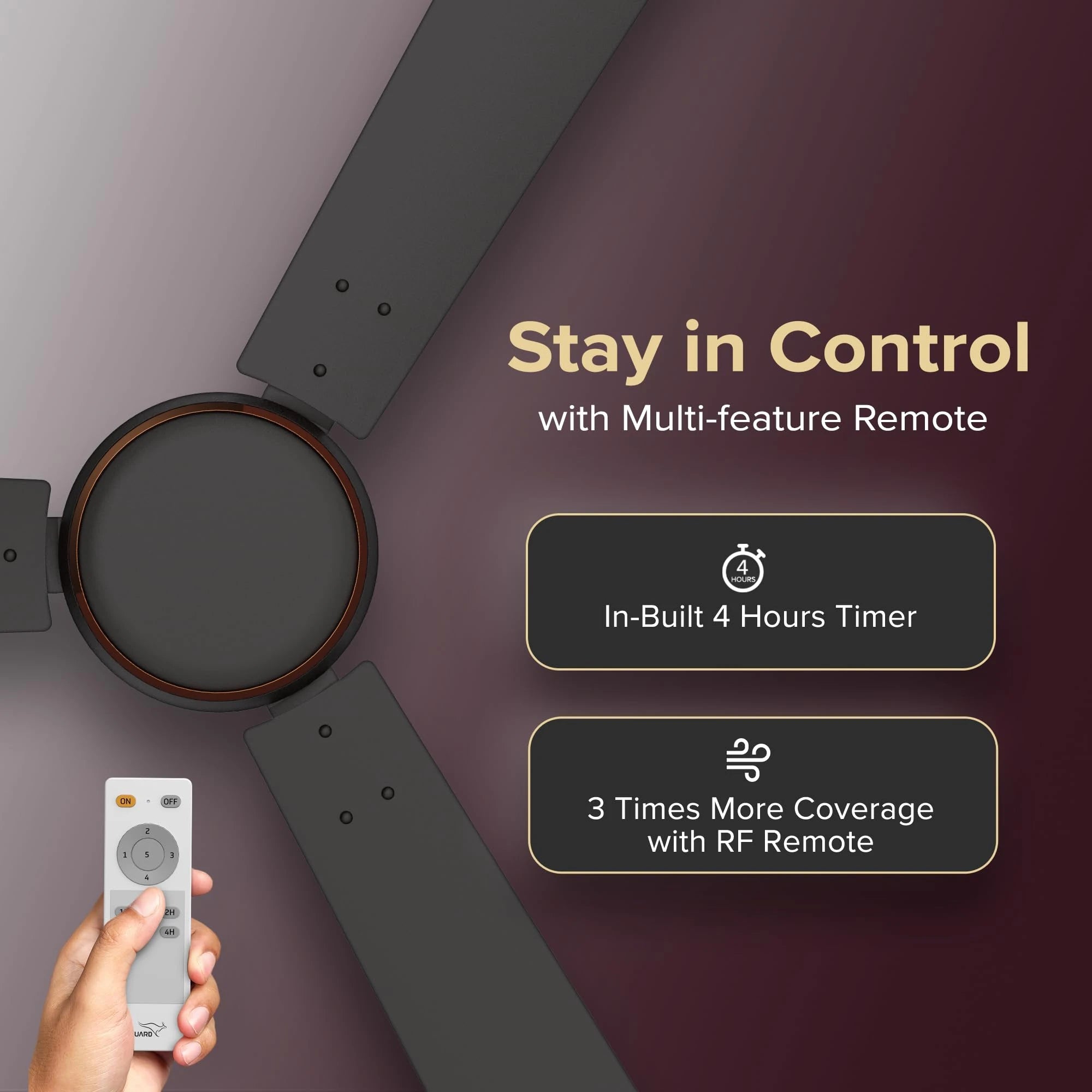 V-Guard Ecowind Prime BLDC Ceiling Fan | Energy Efficient 5 Star | 5 Speed Settings | Remote Control | Matte Brown | 1.2M