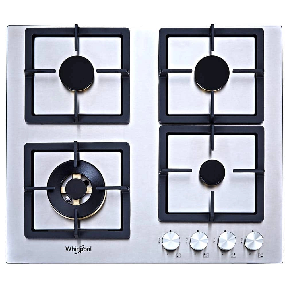 Whirlpool Hob 4 Burner Auto Ignition Gas Stove (AKB 640, Stainless Steel Gas HOB with Brass Burners)