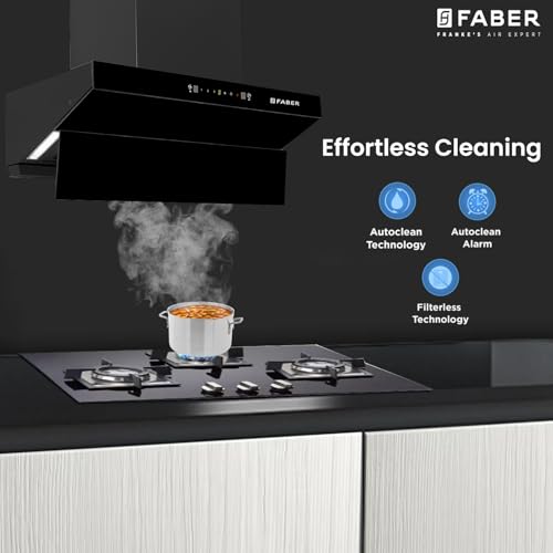 Faber Artemis 75cm 1200m³/hr Filterless Kitchen Chimney|Slant Body|T-Shape Panel|Autoclean Alarm|Moodlight|Touch&Gesture|12Yr on Motor,2Yr Comprehensive Warranty by Faber|Hood Artemis IN HC S