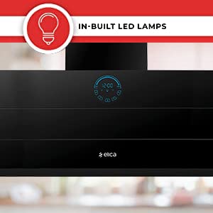 Elica 90 cm 1350 m3/hr Filterless Auto Clean Angular Chimney with 15 Years Warranty (EFL 108 HAC LTW VMS 90, Touch + Palm Sensor Control, Black)