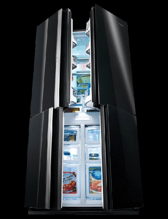 Whirlpool Carbon Black French Door Bottom Mount Refrigerator-678 L (Hybrid Cooling Technology, Black Glass,10 Years Warranty )