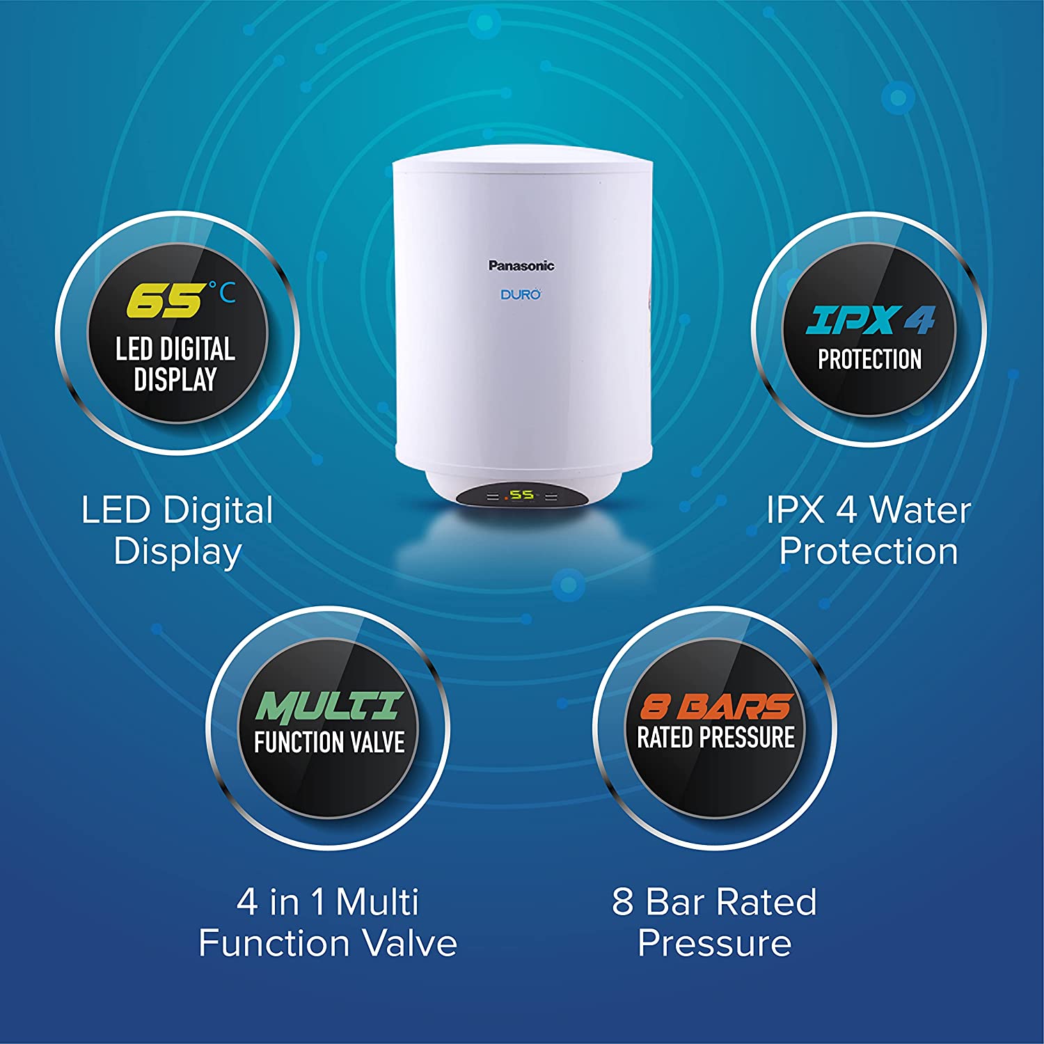 Panasonic Duro Digi 15L Water Heater (White) with Free Pipe and Installation