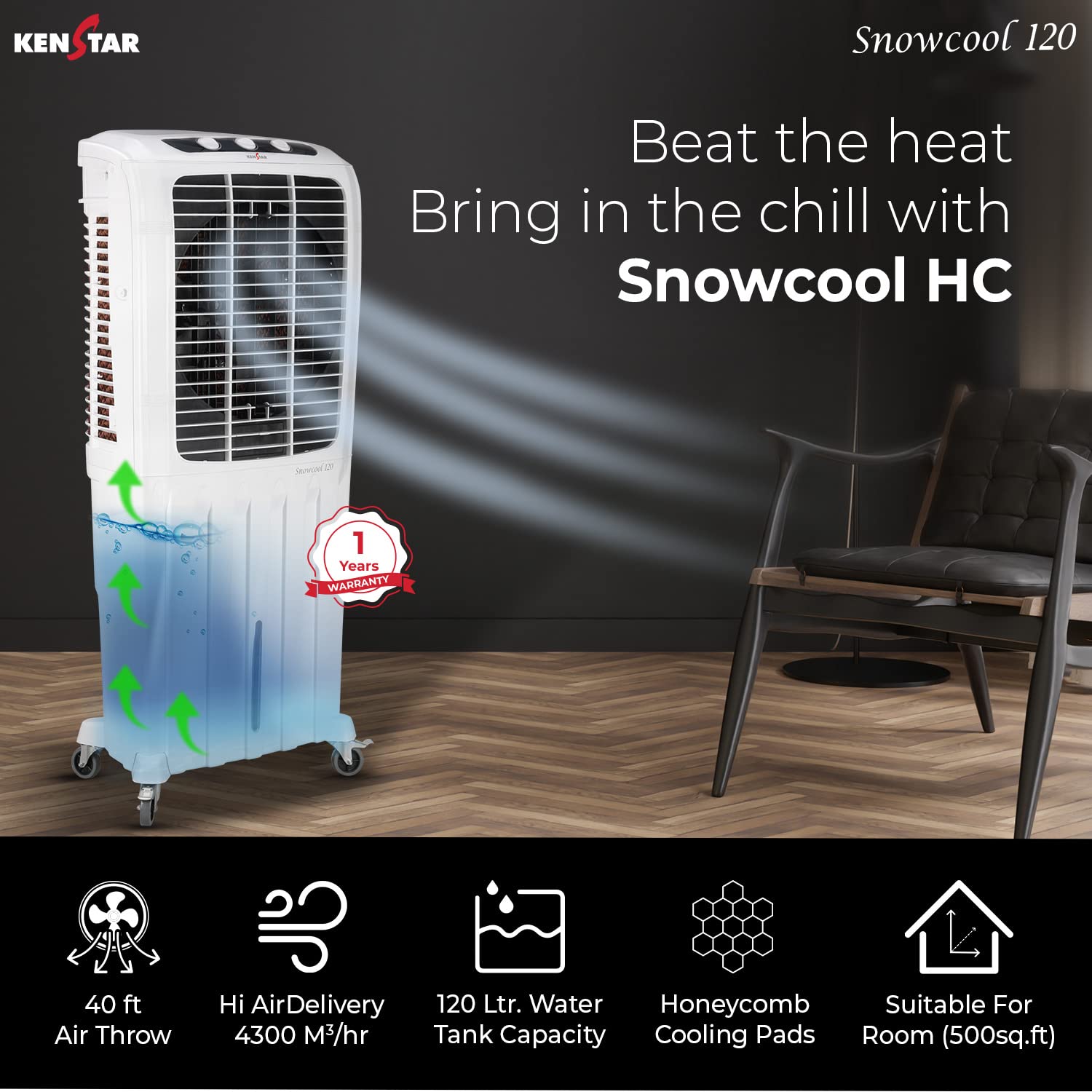 Kenstar Snowcool HC 120 Desert Air Cooler White