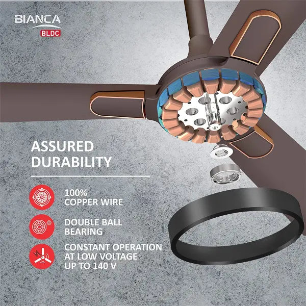 Havells Bianca 1200mm Energy Saving with Remote Control 5 Star Decorative BLDC Ceiling Fan Espresso Brown