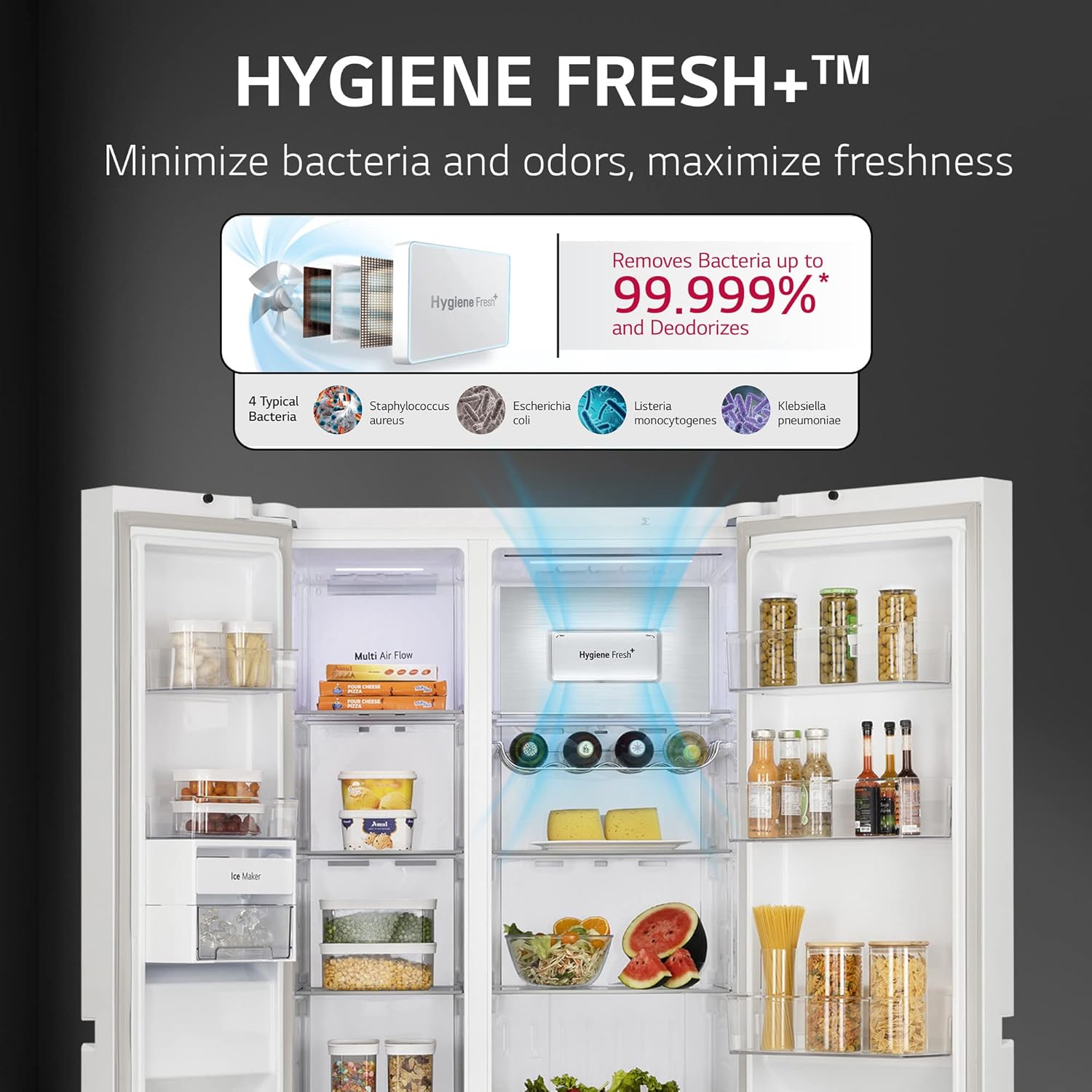 LG 655L Frost-Free Inverter Wi-Fi Side-By-Side Refrigerator (GL-B257DLWX) with Door Cooling+ & Hygiene Fresh - Linen White